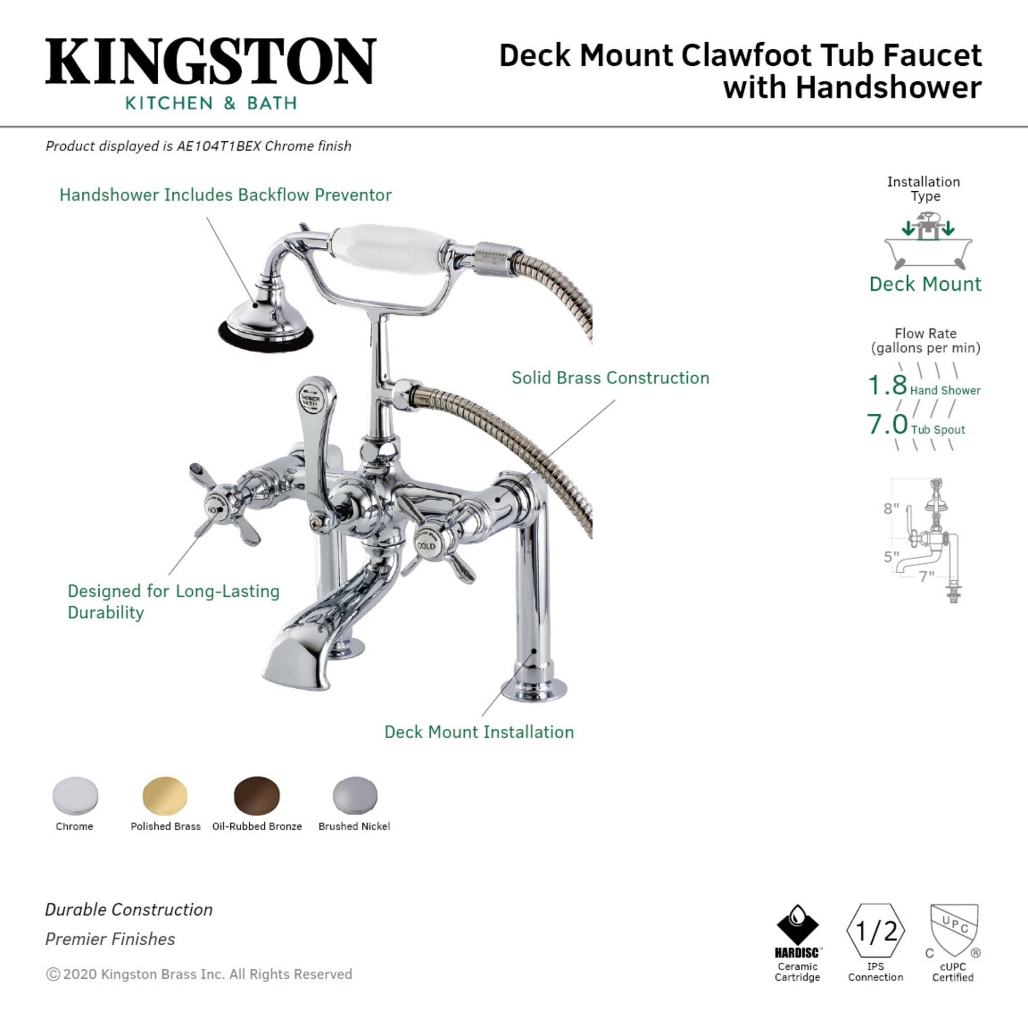 Kingston Brass WLAE104T1BEX Roman-Tub-Faucets - View #3