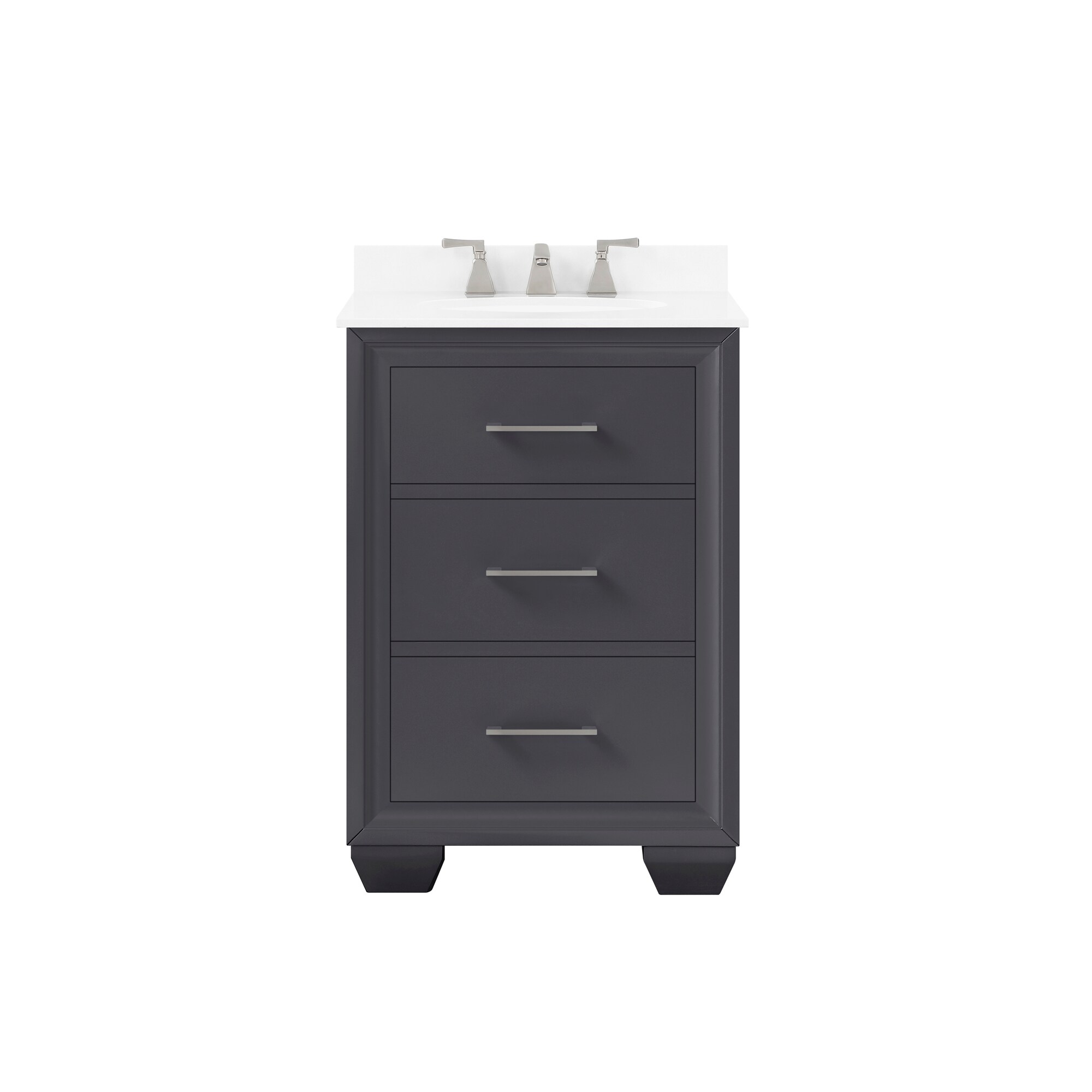 Dark Charcoal 24'' Single Freestanding Bathroom Vanity with Marble Top