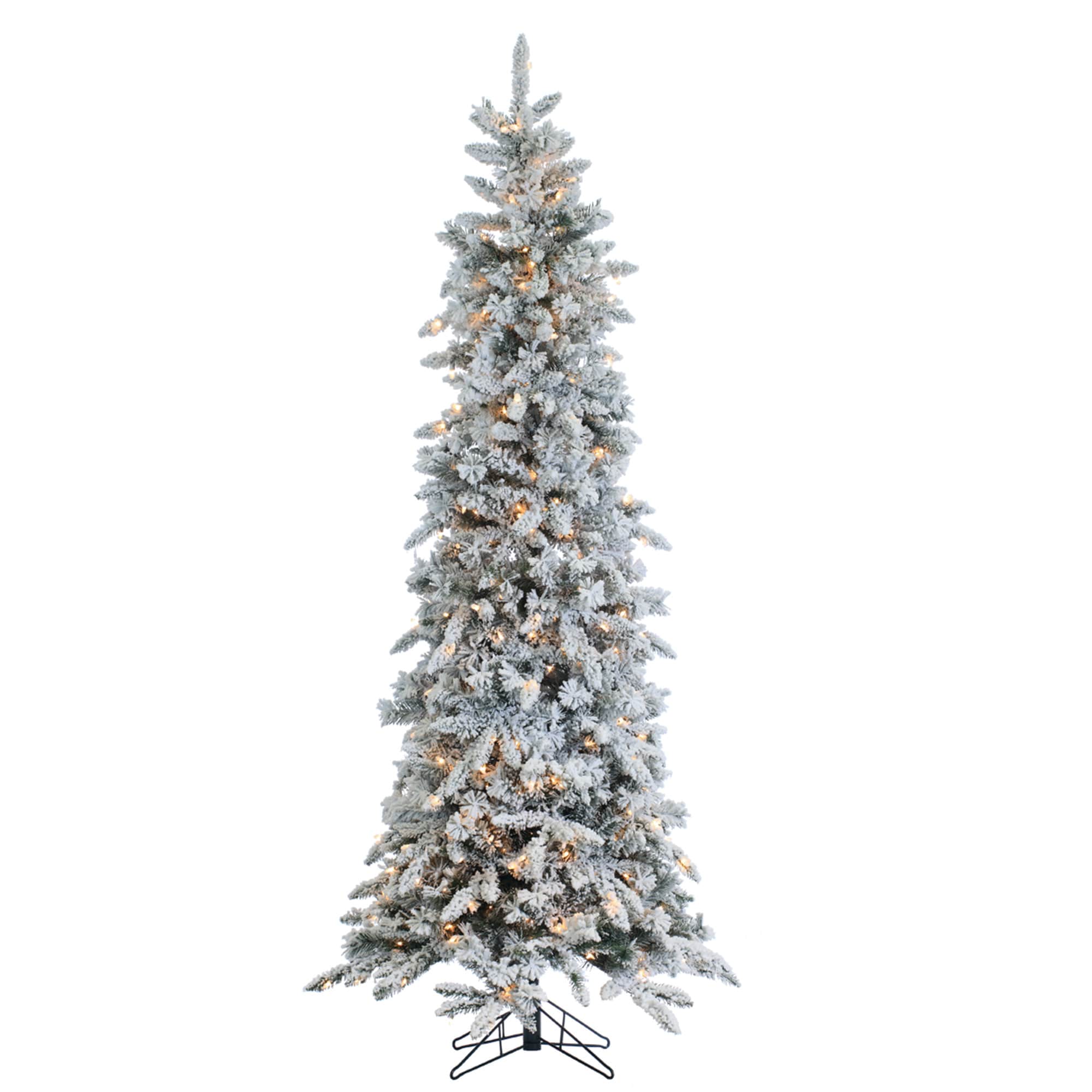 7-ft Pine Pre-lit Slim Flocked Artificial Christmas Tree with Incandescent Lights | - Sterling Tree Company 5820-75C
