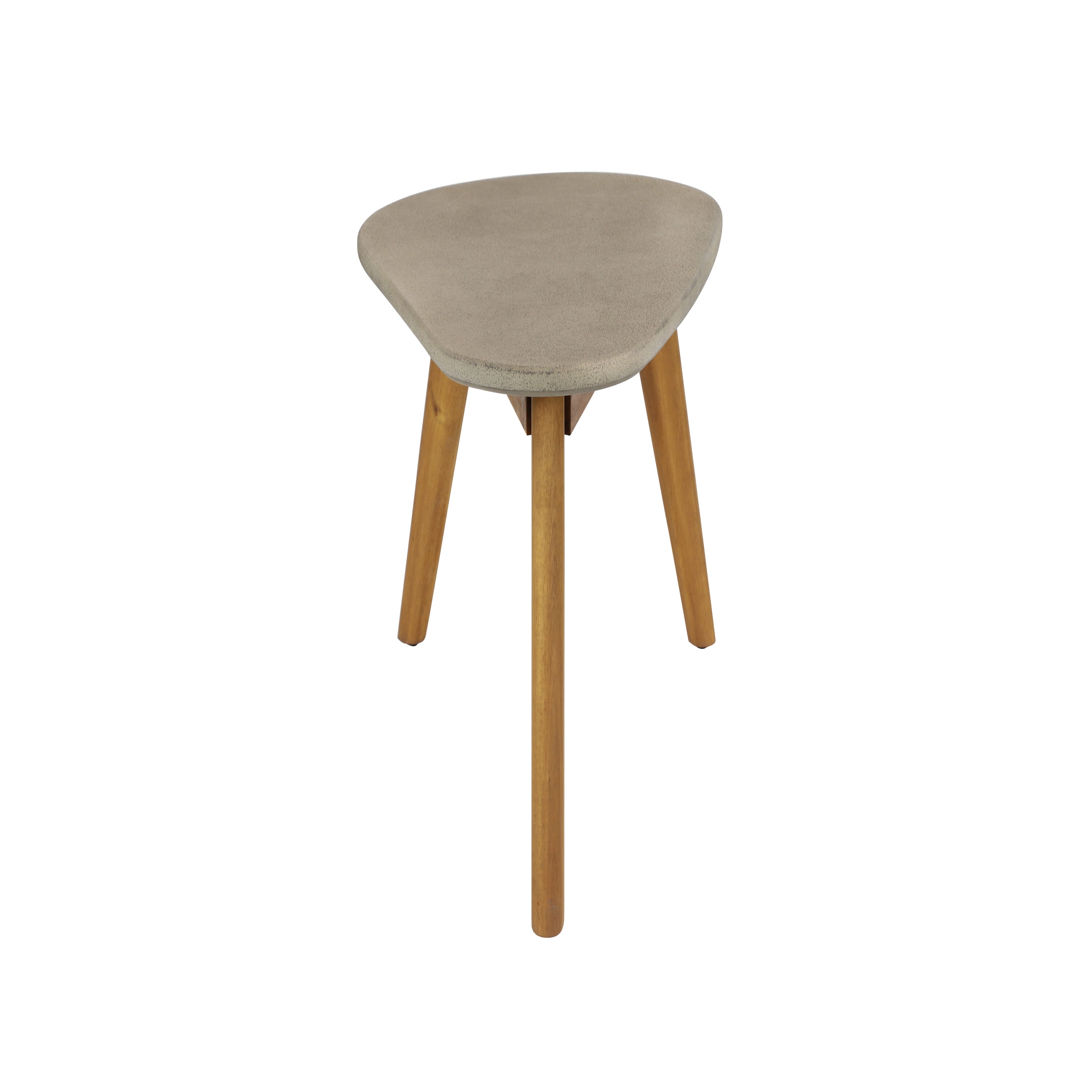 Modern Acacia Wood & Polycement Outdoor Accent Table in Gray