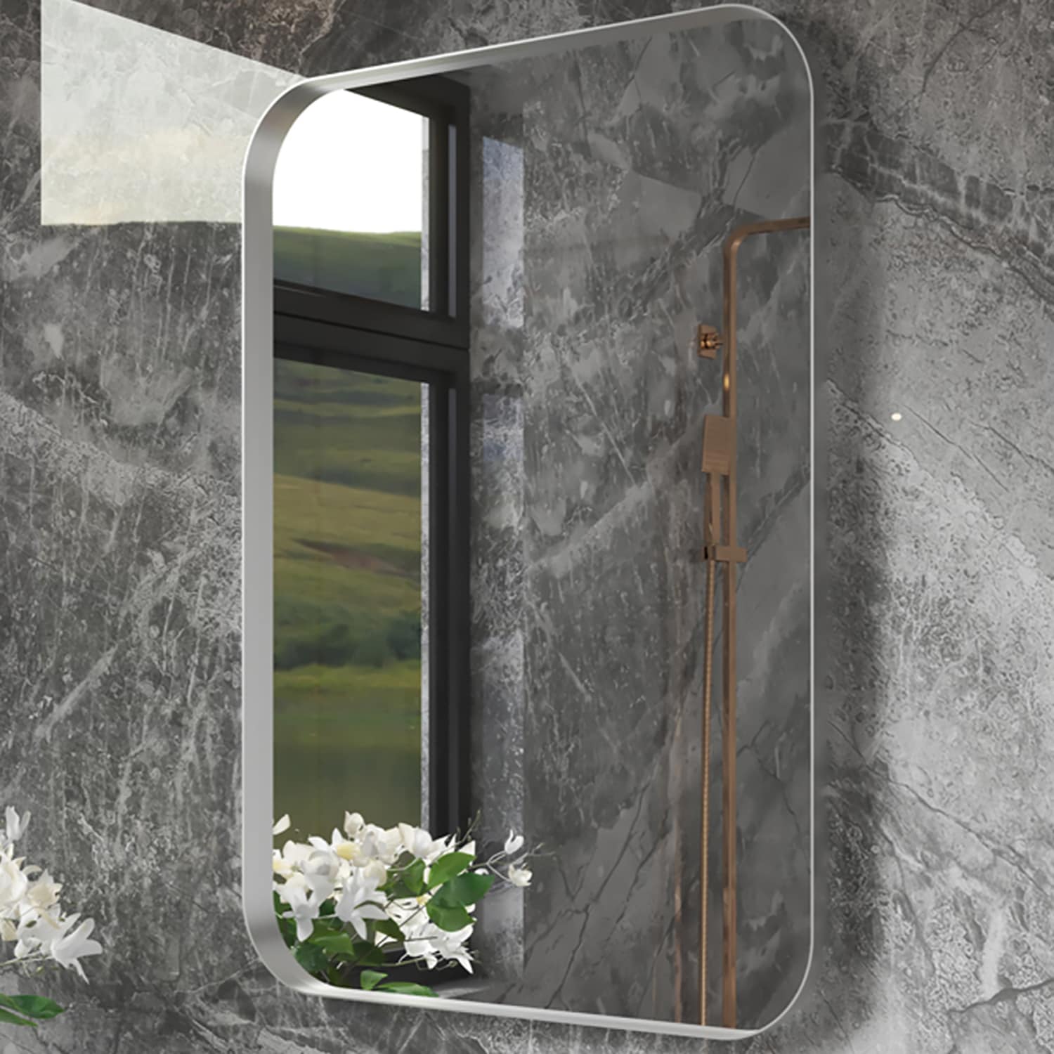 waterpar WPLO-2456 84-Inches x 32-Inches Polished Rectangle Bathroom Vanity Mirror ( Silver )