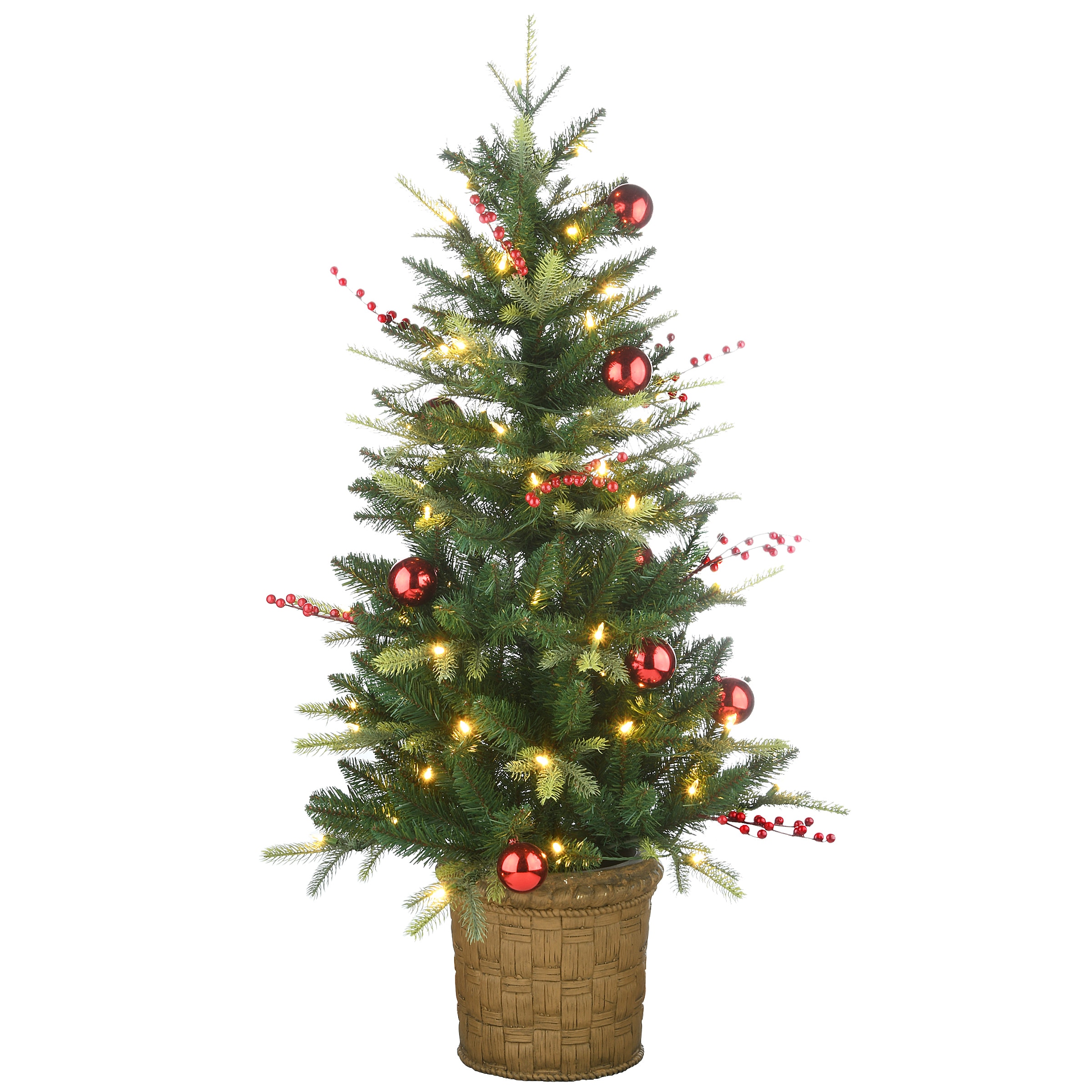 National Tree Company PETC64-306L-40 Scotch Creek Fir 4-ft Pre-lit Artificial Christmas Tree with White LED Lights
