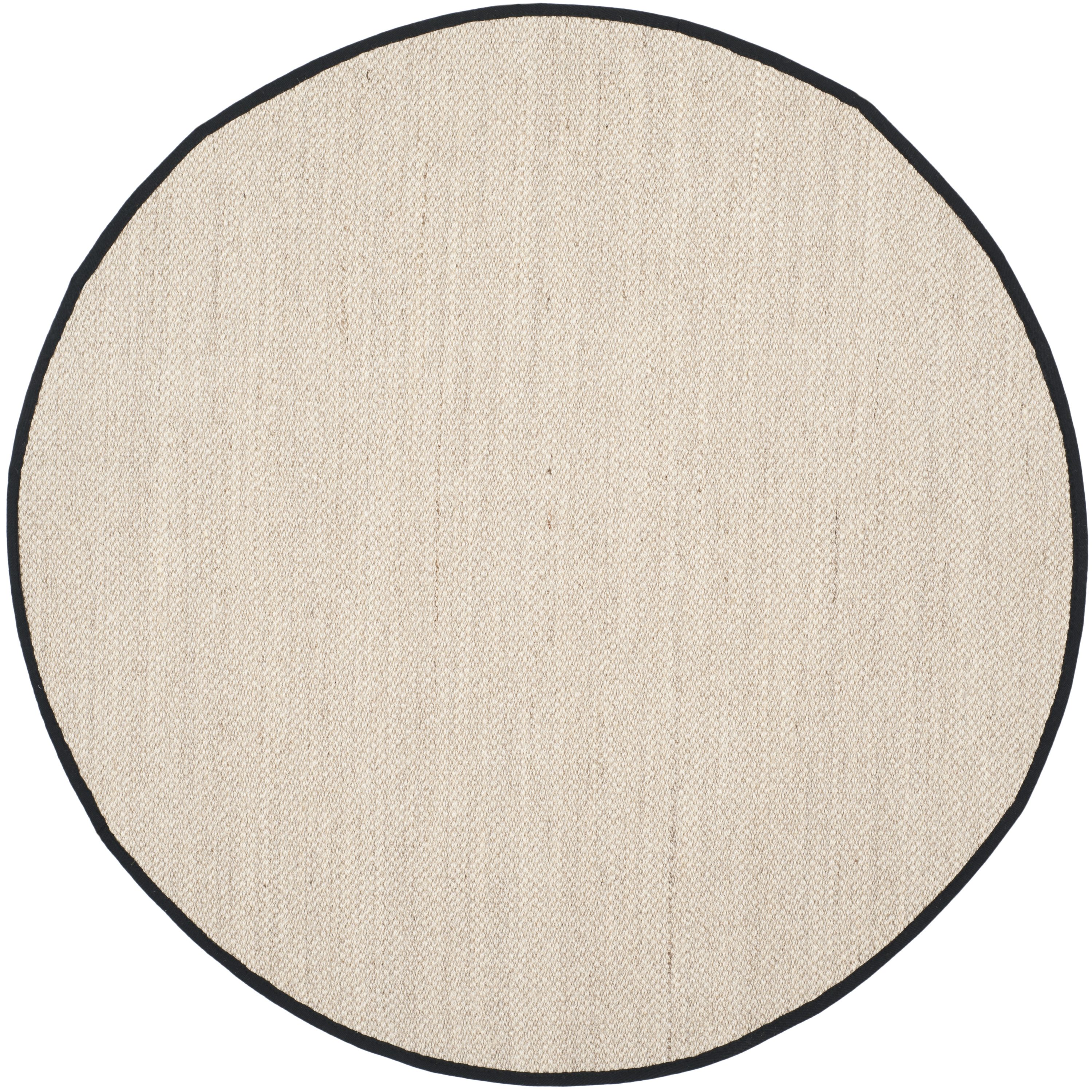 Safavieh NF143A-6R Natural Fiber Pines 6 x 6 (ft) Loomed Sisal Marble/Black Round Indoor Solid Coastal Area rug