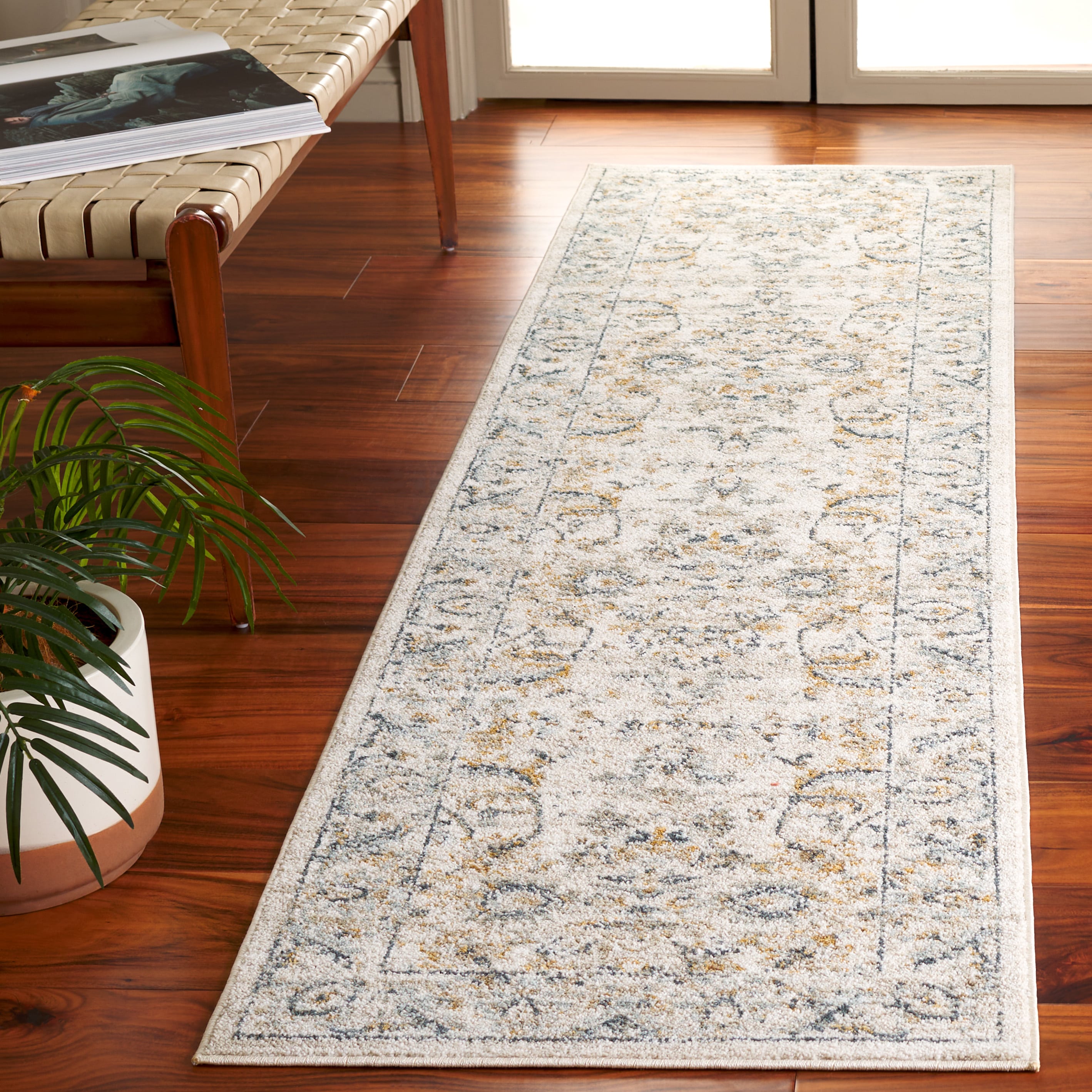 Avalon 220B Ivory/Blue Gold 2ft-2in x 8ft Runner Rug