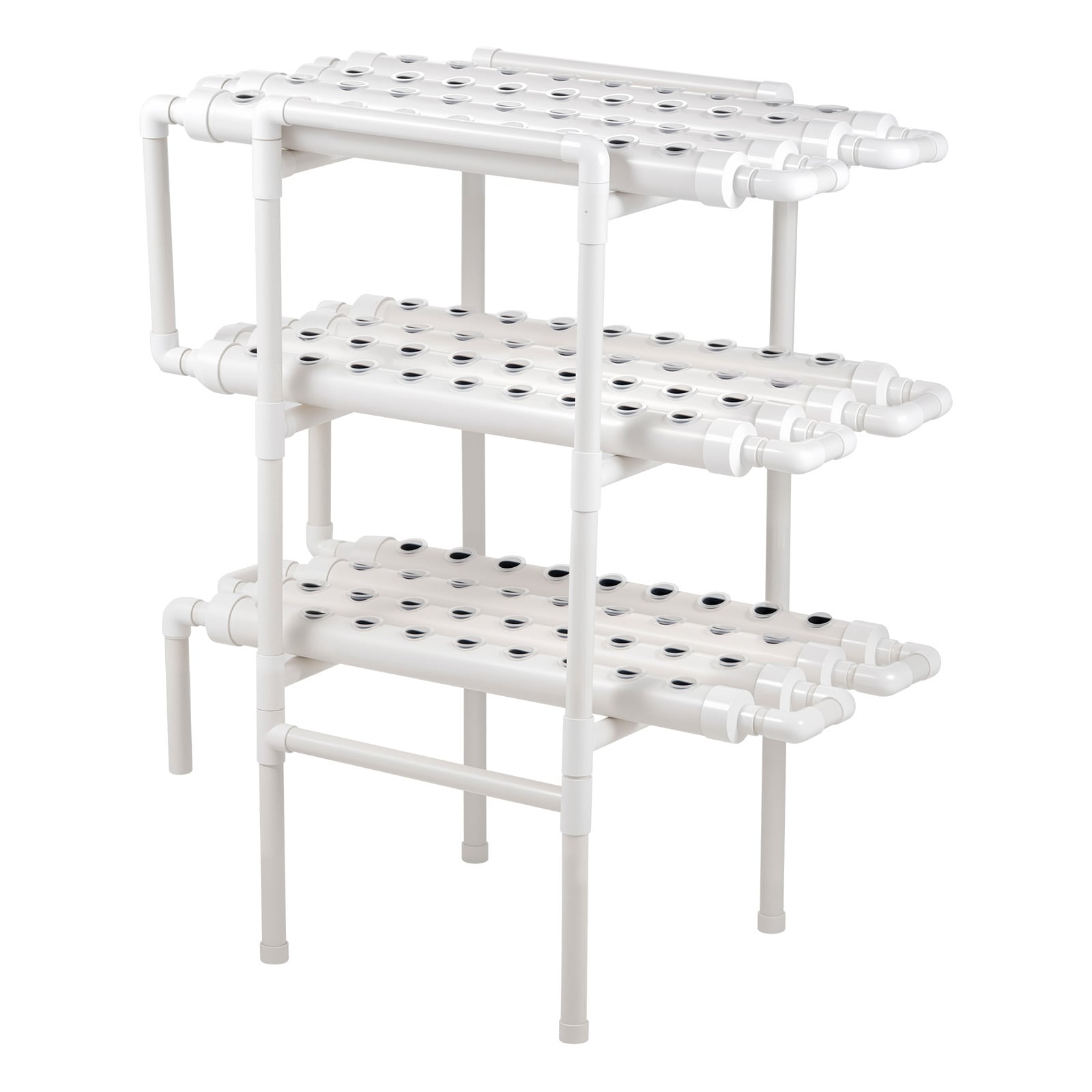 Mecale 3-Tier 108-Site Hydroponic Growing System Kit UPVC Pipe with Timed Irrigation Light-Blocking Pipes
