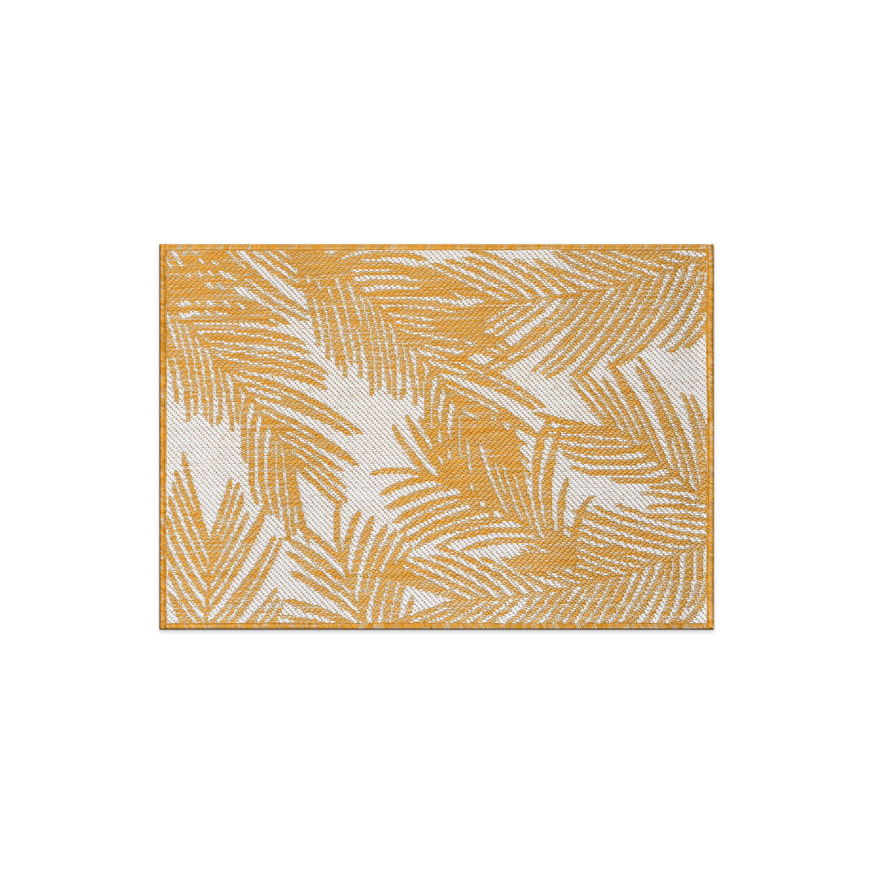 World Rug Gallery 117YELLOW2X3 Summer 2 x 3 (ft) Loomed Polypropylene Yellow Rectangular Indoor/Outdoor Floral/Botanical Tropical Area rug