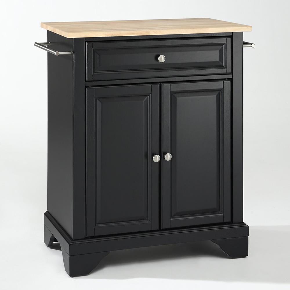 Crosley Furniture Black Composite Base with Wood Top Kitchen Island (18 ...