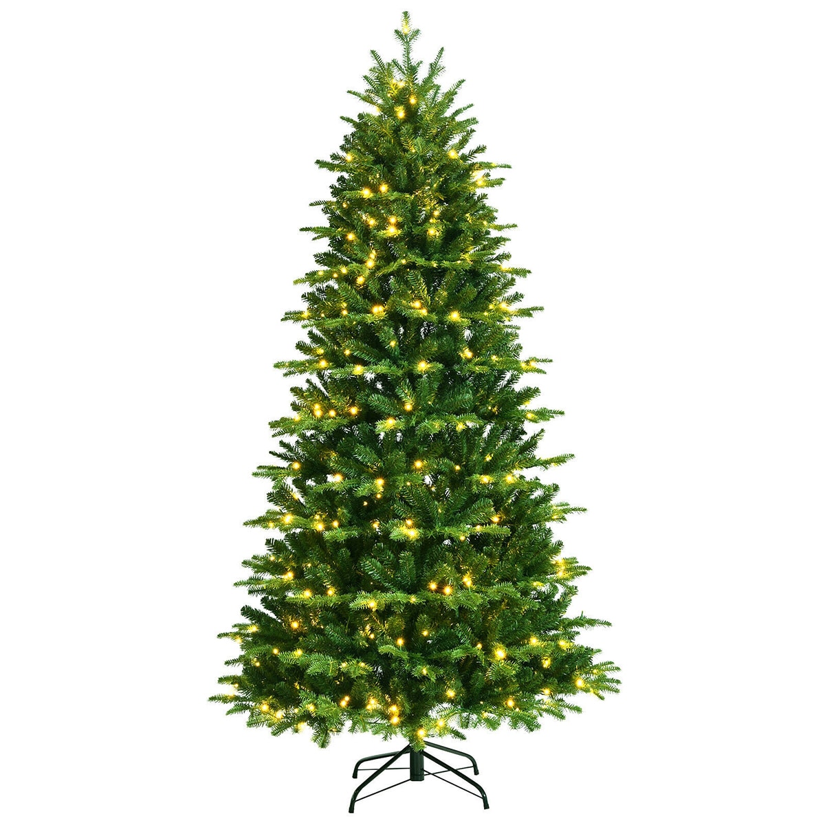 WELLFOR CM-HJY-23493US 7-Feet Pre-lit Artificial Christmas Tree with White LED Lights