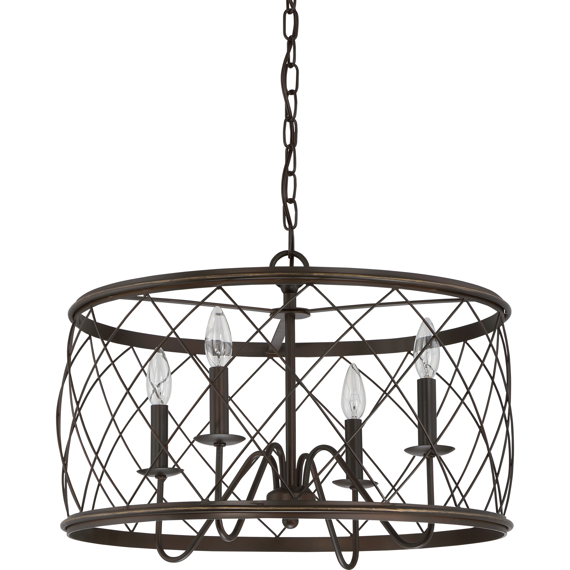 Palladian Bronze 21" Circular Diamond Cage Pendant Light
