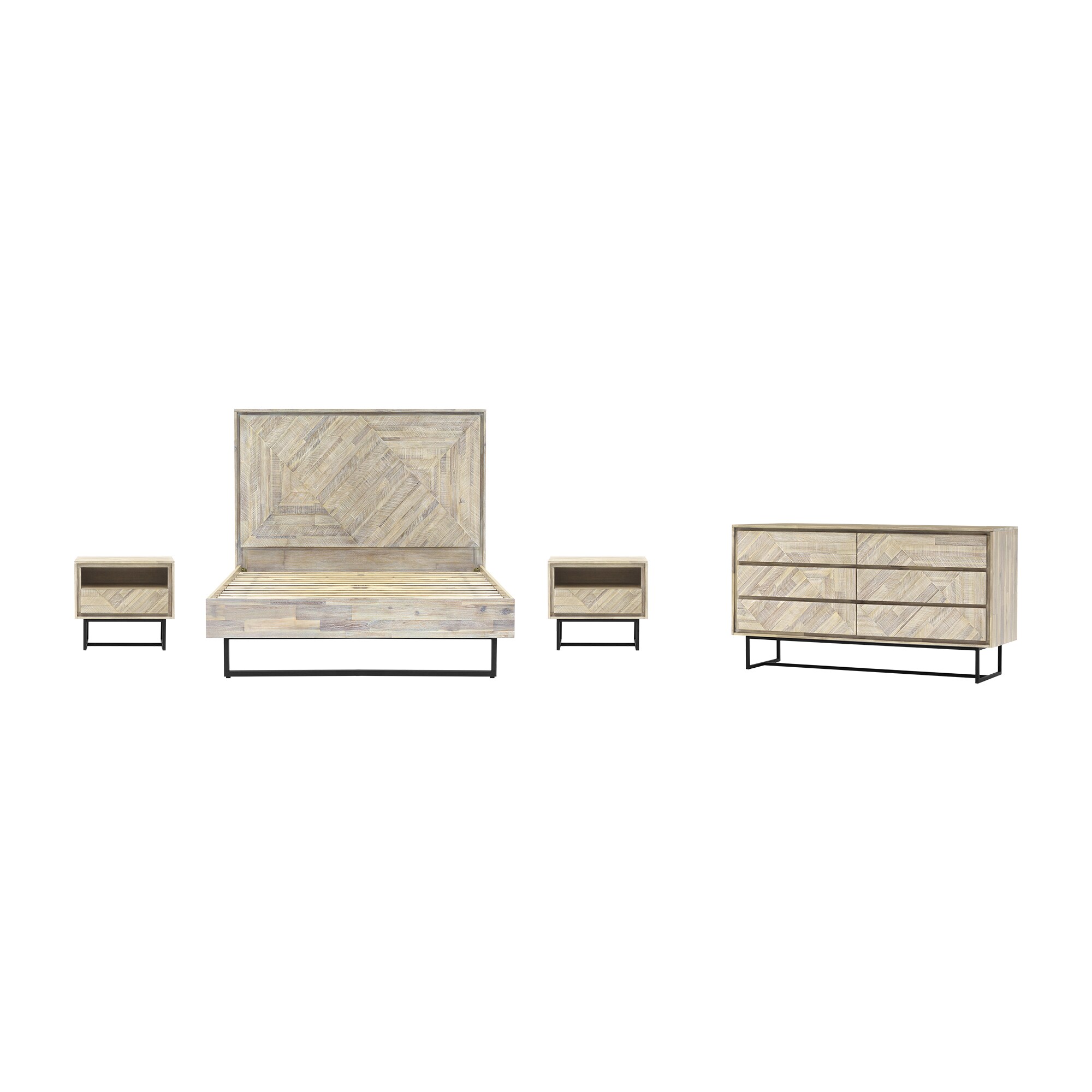 Armen Living SETPEBDQN4A Natural Queen Bedroom Set