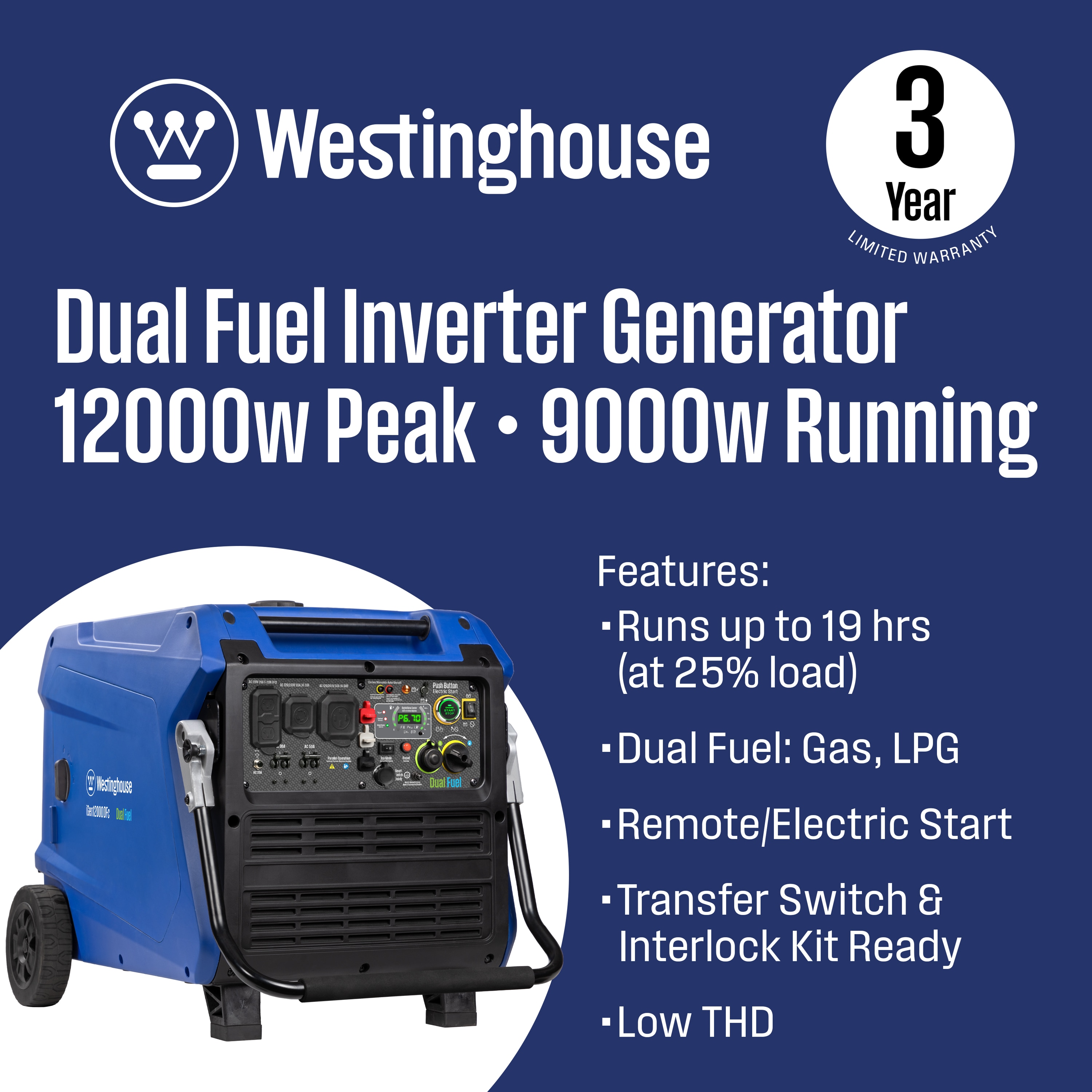 Westinghouse IGEN12000DFC Inverter-Generators - View #2