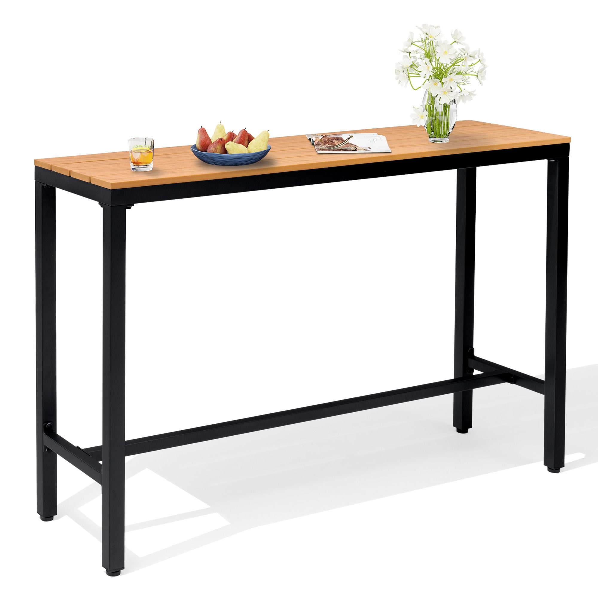 Crestlive Products CL-TB034BRN140 Patio table Rectangle Outdoor Bistro Table 15.67-in W x 55-in L