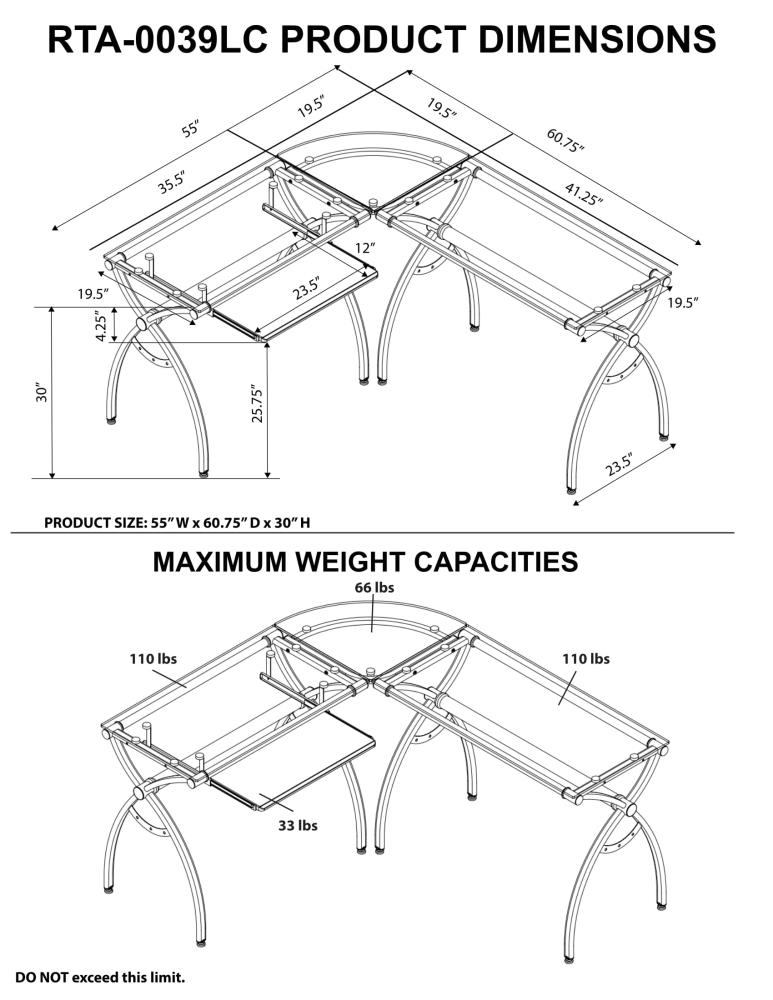 Techni Mobili RTA-0039LC-BK desks - View #3