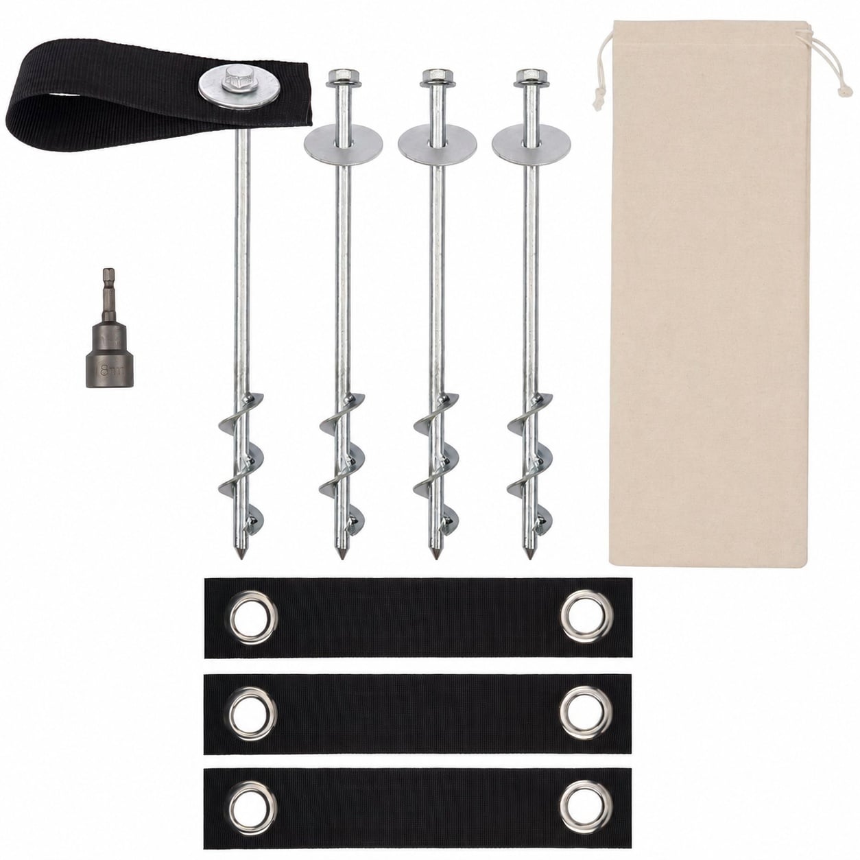 DYRCJ - Trampoline Anchors High Wind Heavy Duty 12 Set of 4 6 8 with Straps Drill Bit Trampoline...