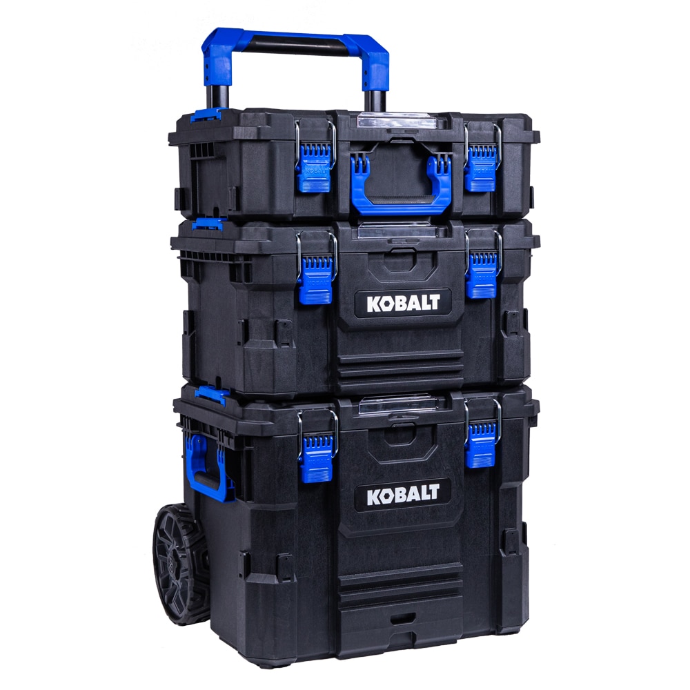 Kobalt CASESTACK 21.5-in Black Plastic Wheels Lockable Tool Box in