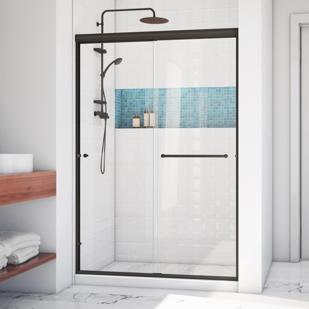 Arizona Shower Door Lite-Euro recessed Anodized Oil-Rubbed Bronze 52-in to 56-in x 70.375-in Semi-frameless Bypass Sliding Shower Door -  LSER5670AOBCLL