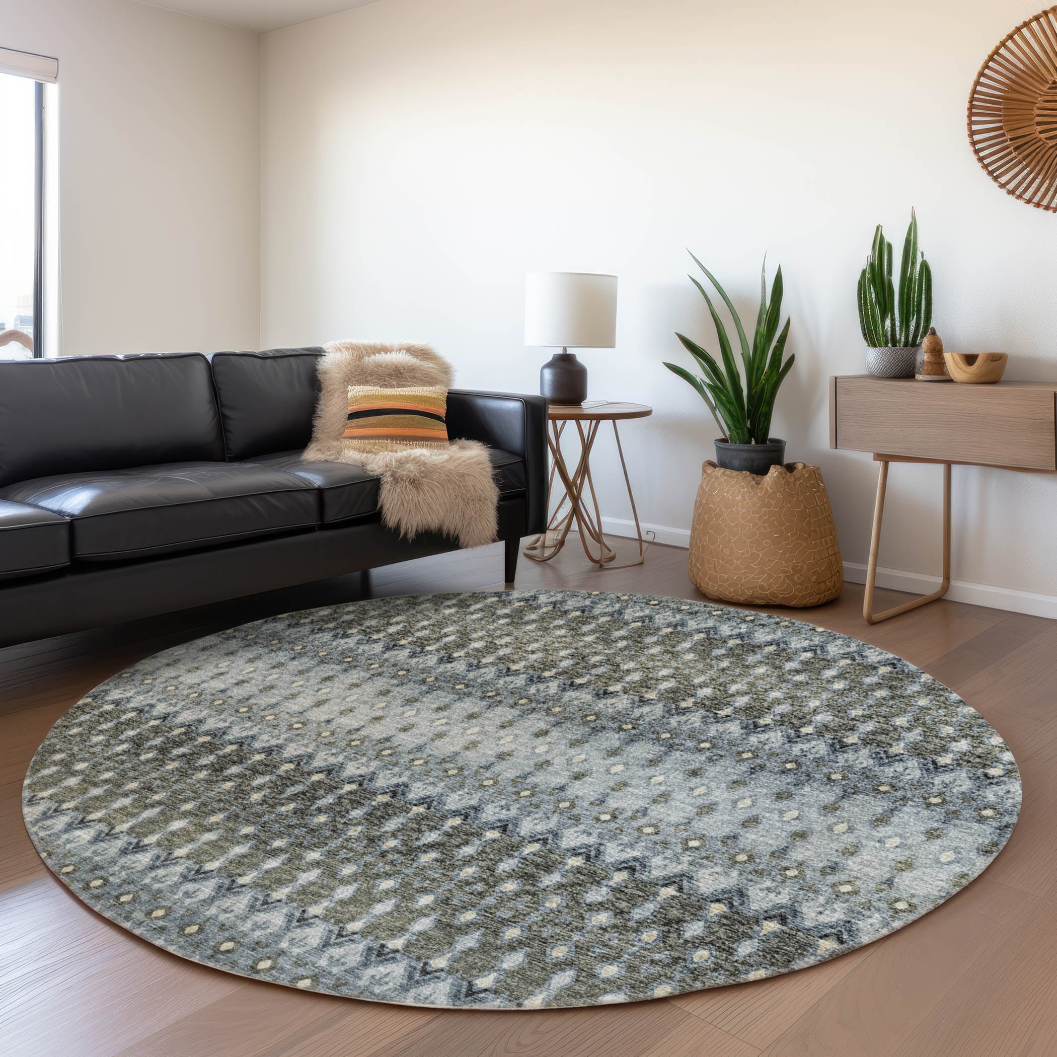 Addison Rugs AMF72MO8RO Mayfield AMF72MO 8 x 8 (ft) Loomed Polyester Moody Round Indoor Abstract Machine washable Area rug