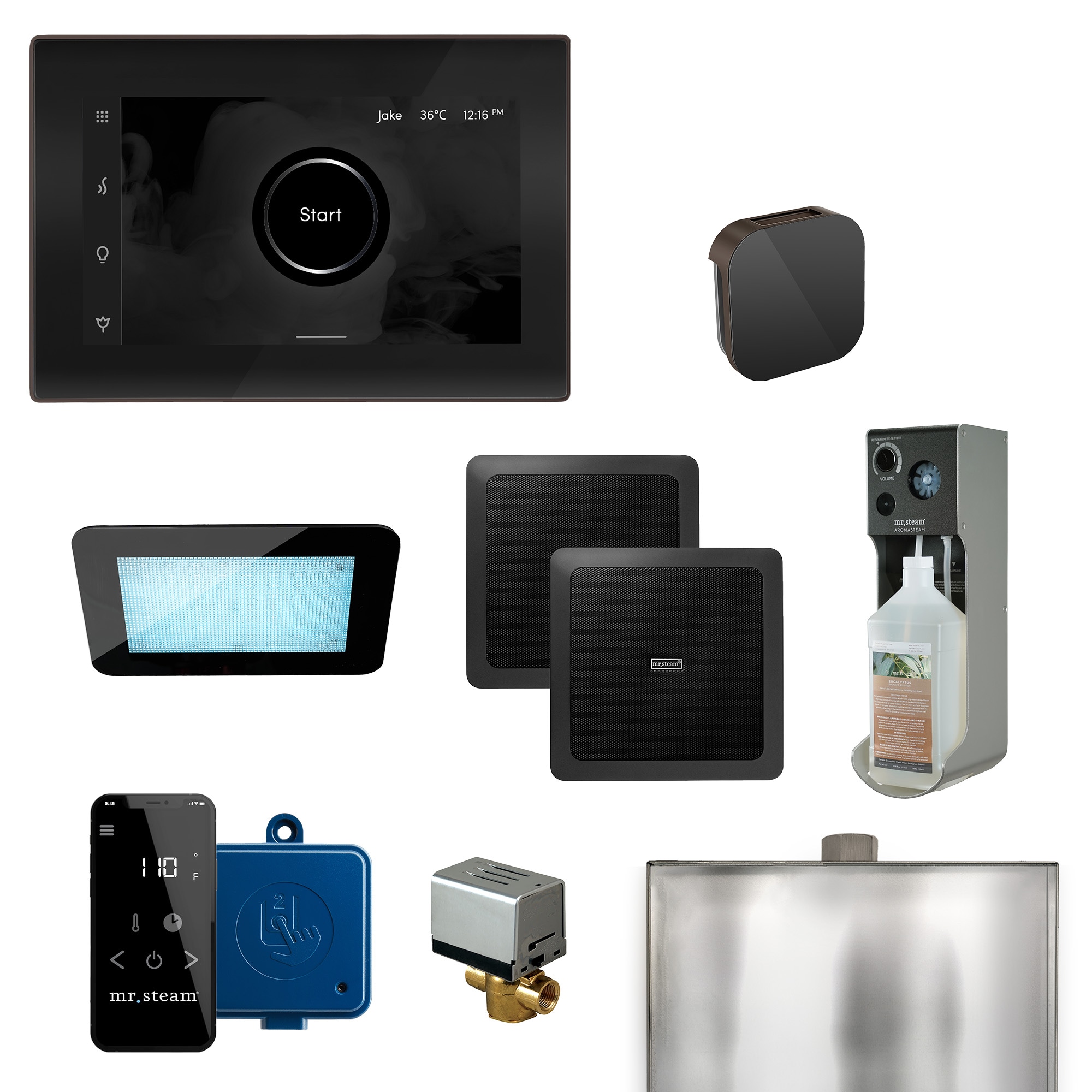 Mr. Steam BLS-WHXLSB Bliss Max Linear 600-Watts Satin Brass Steam generator control kit