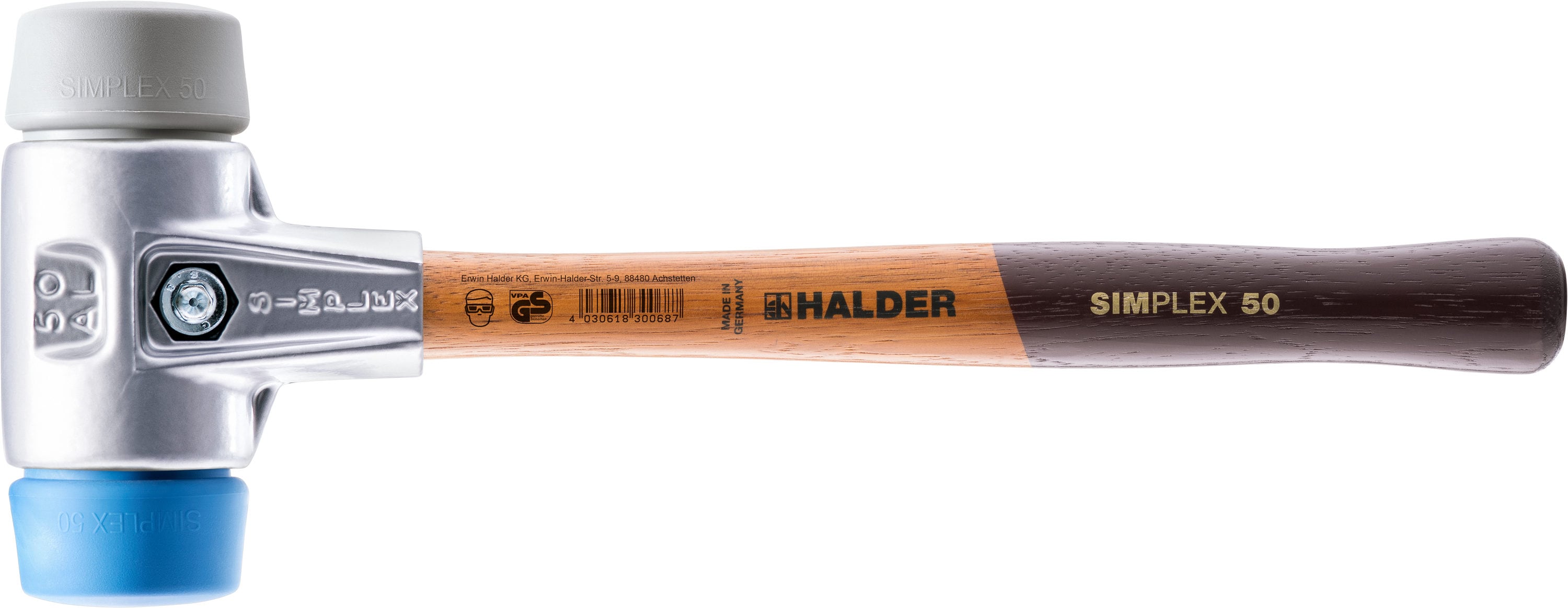 HALDER SIMPLEX-Vorschlaghammer 3007.125 Hammer Gummihammer Temperguss Hickory 