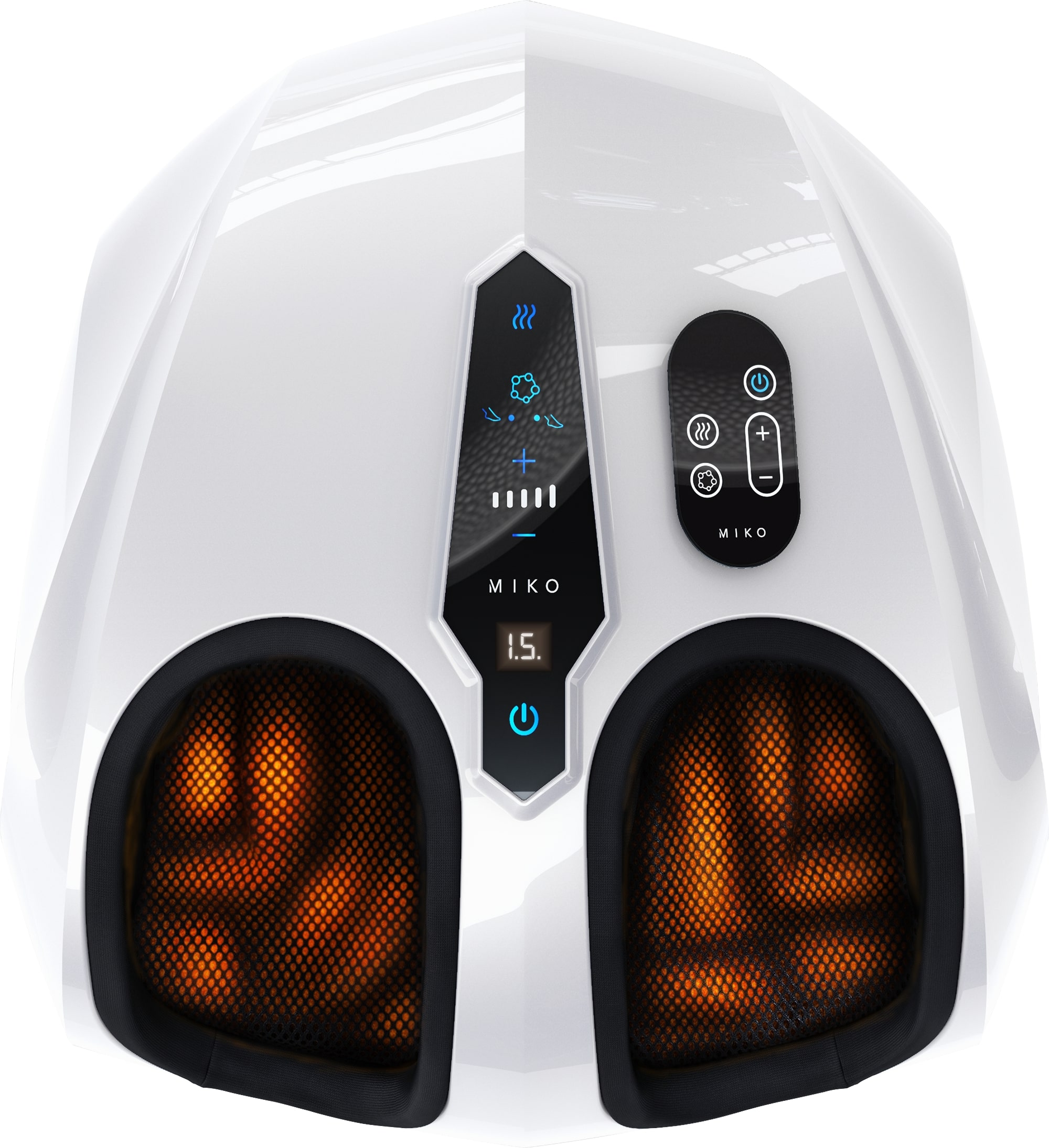 Miko MMF-01W Shiatsu Foot Massager with Heat Air Compression Vibration LCD Display 5 Pressure Levels Wireless Remotes