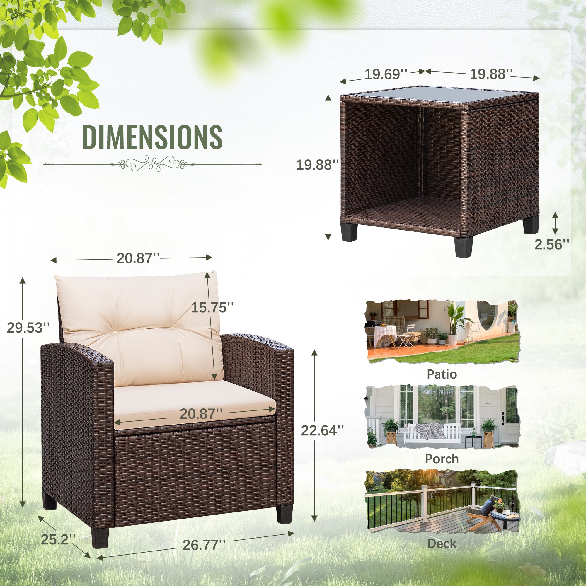 Vineego LS-LCRF23-0322-8BG Patio-Conversation-Sets - View #7