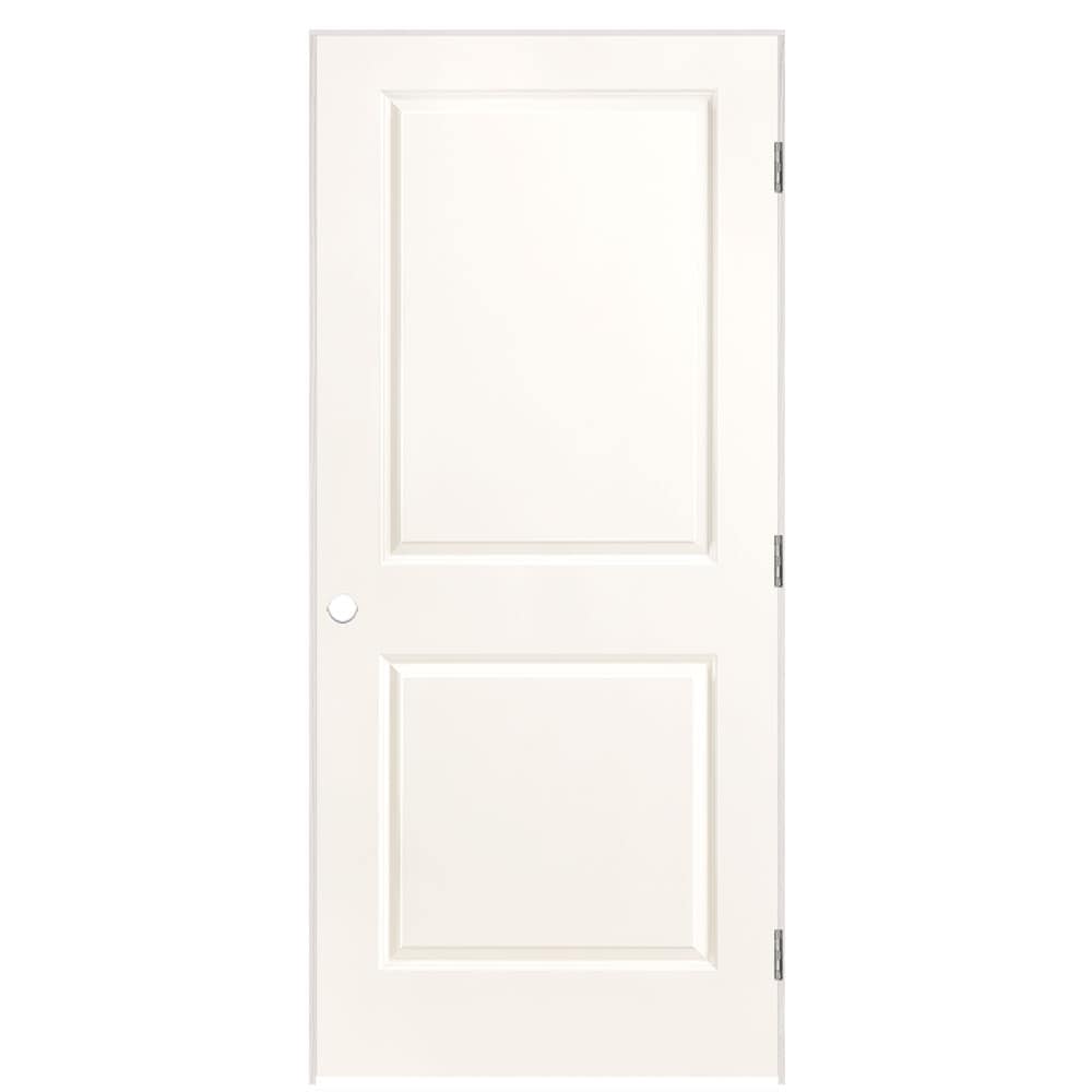 Masonite 1316037 36-in x 80-in Snowstorm Solid core 2-panel square Left hand Smooth Prefinished Molded composite Flat Jamb Single Prehung Interior Door