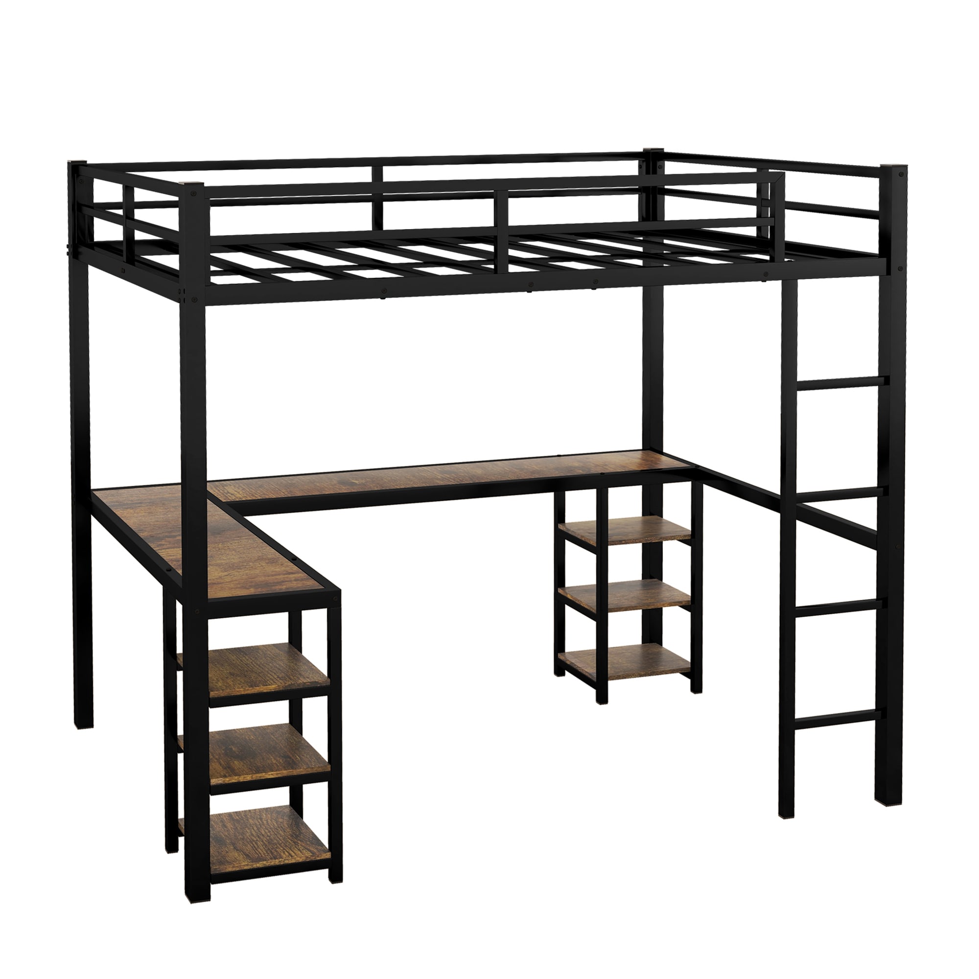 LETILY UA9U9KEN Twin Black Metal Bed Frame Storage with Headboard