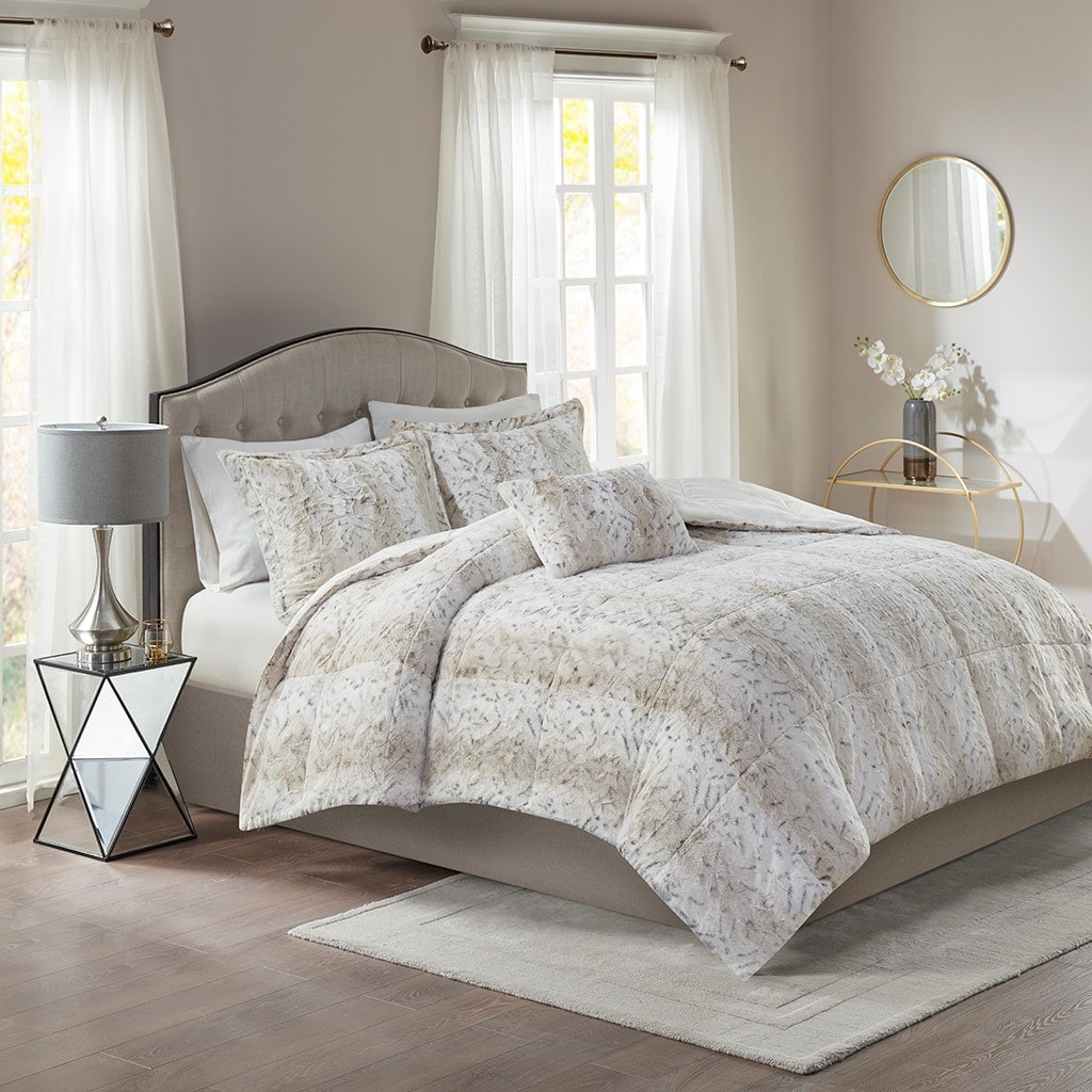 Tinyhomie Full/Queen 4PC Faux Fur Comforter Set
