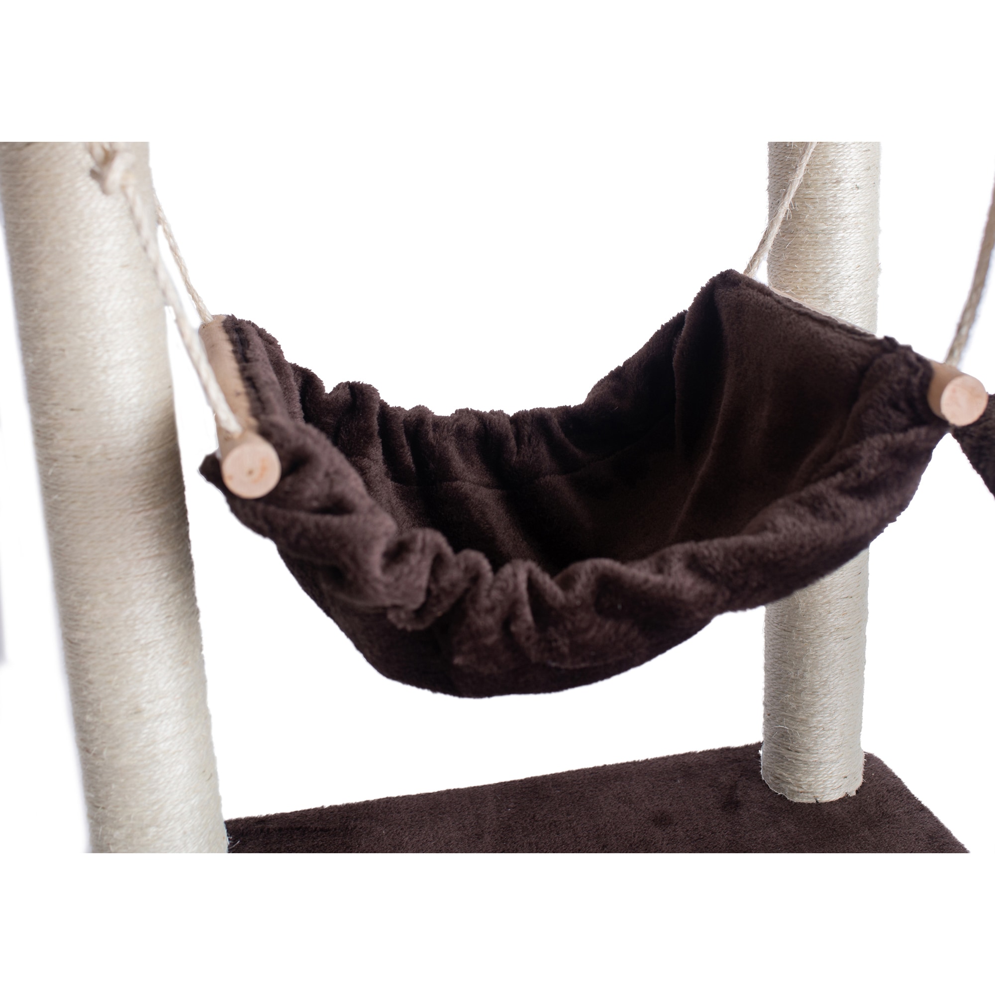 Beige Faux Fur and Sisal 48-Inch Cat Tree with Playhouse