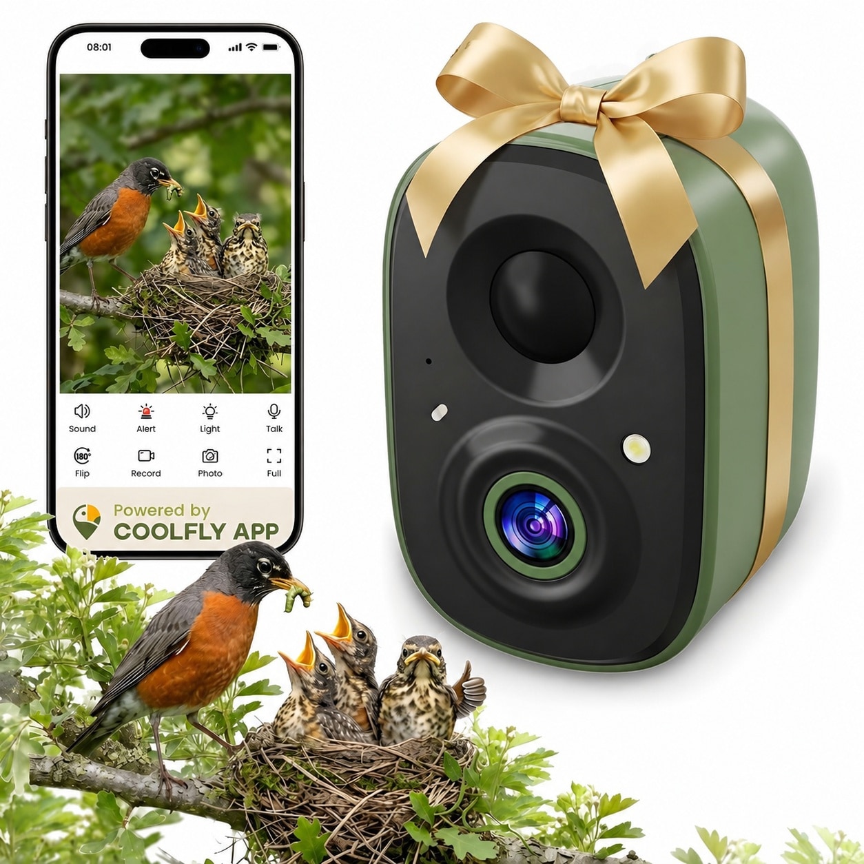 Oyezvary  Smart Bird Camera for Outdoor Bird Feeder Bath or House Wireless UHD Live View AI Bird Identification Auto Video Capture Color Night
