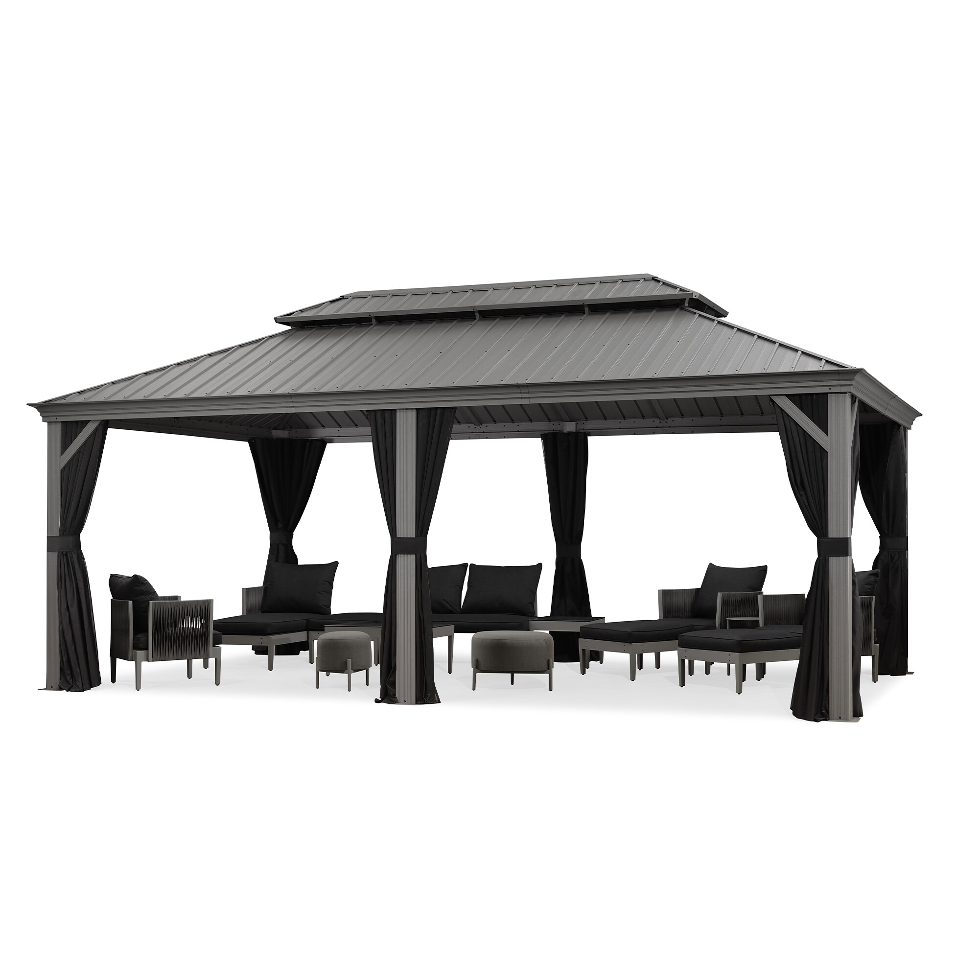 PURPLE LEAF 20-ft x 12-ft Light Grey Rectangle Hardtop Steel Roof (Screen Included)
