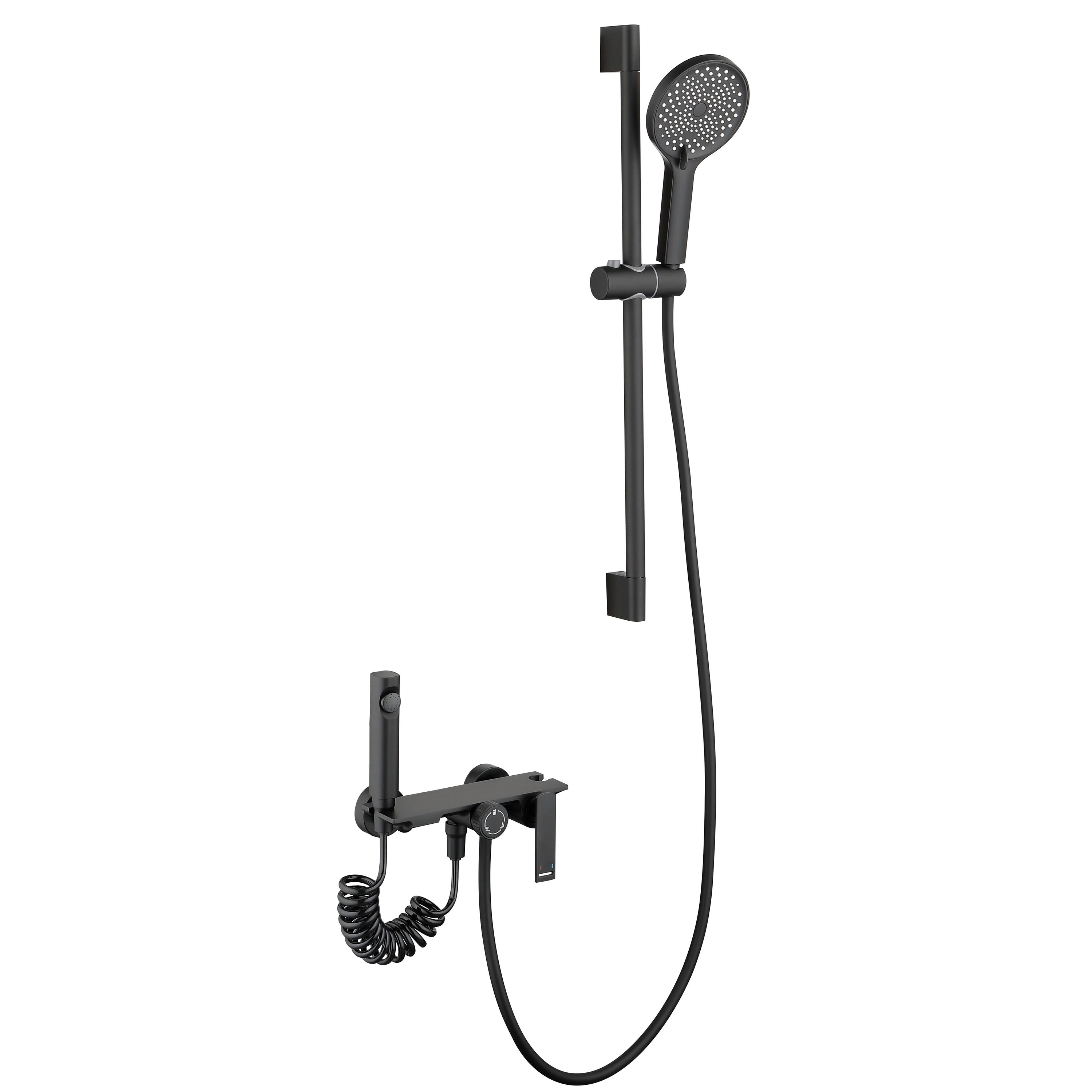 Clihome CHMS-MB-A3794 Matte Black Waterfall Shower Faucet Bar System with 3-way Diverter ( Cartridge Valve Included )