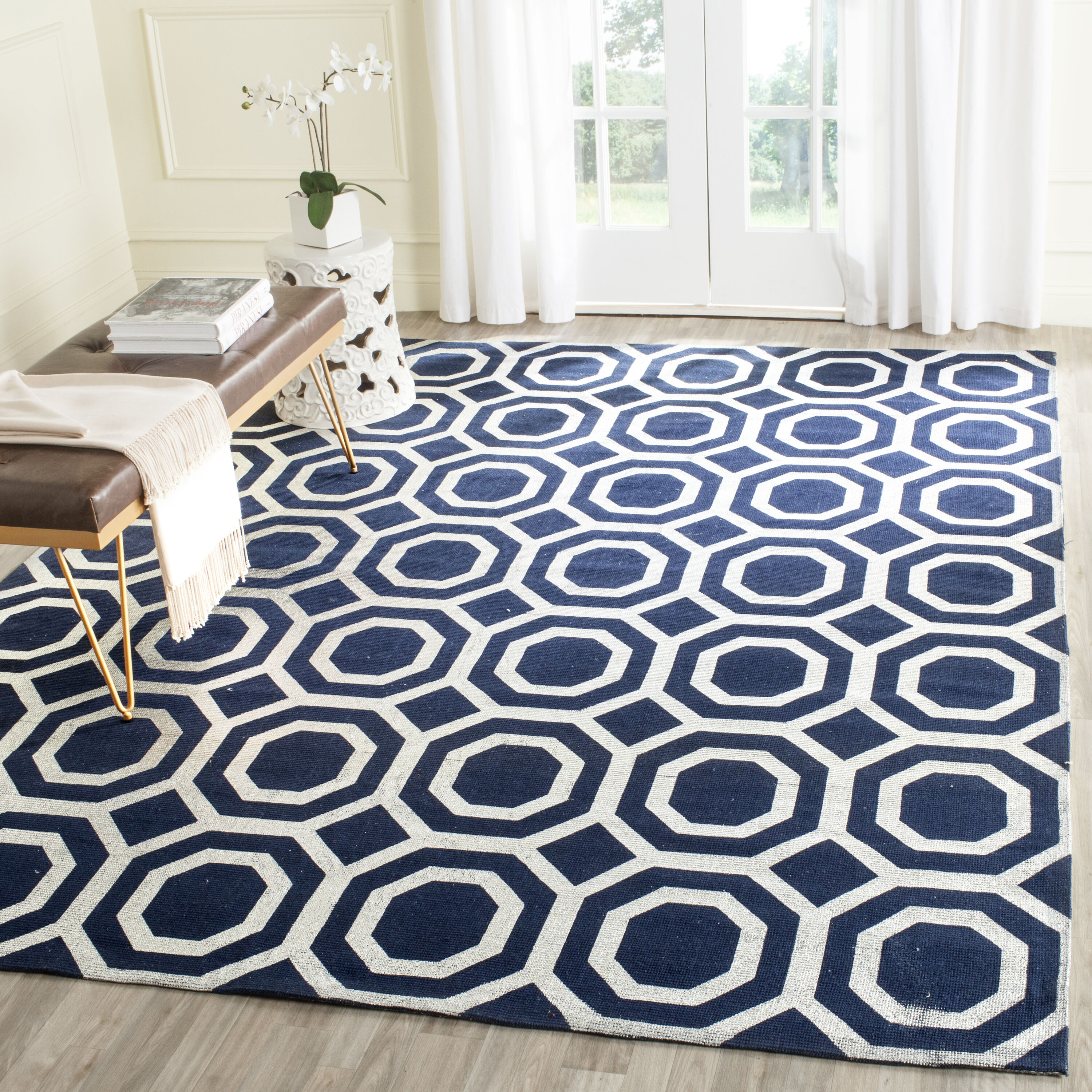  Cedar Brook 268 Navy/Silver Contemporary 7ft-3in x 9ft-3in Large Rectangle Rug