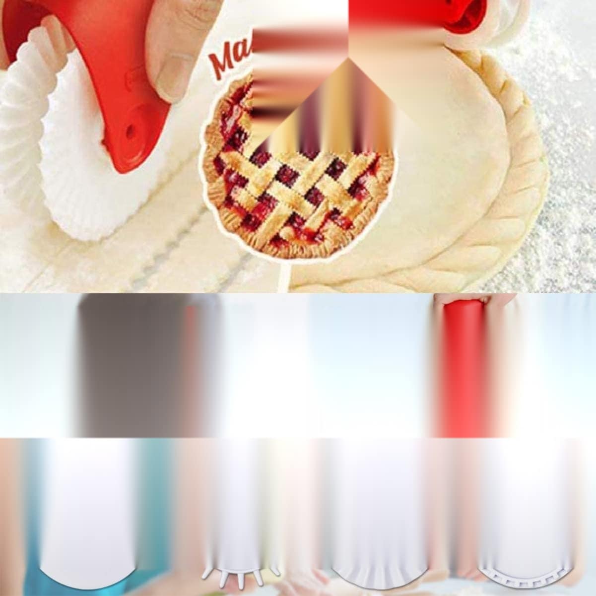 Etokfoks  Silicone Pastry Wheel Cutter 6 Piece Set 4x3x1in BPA Free for Pie Crust Pizza Pasta Dishwasher Safe
