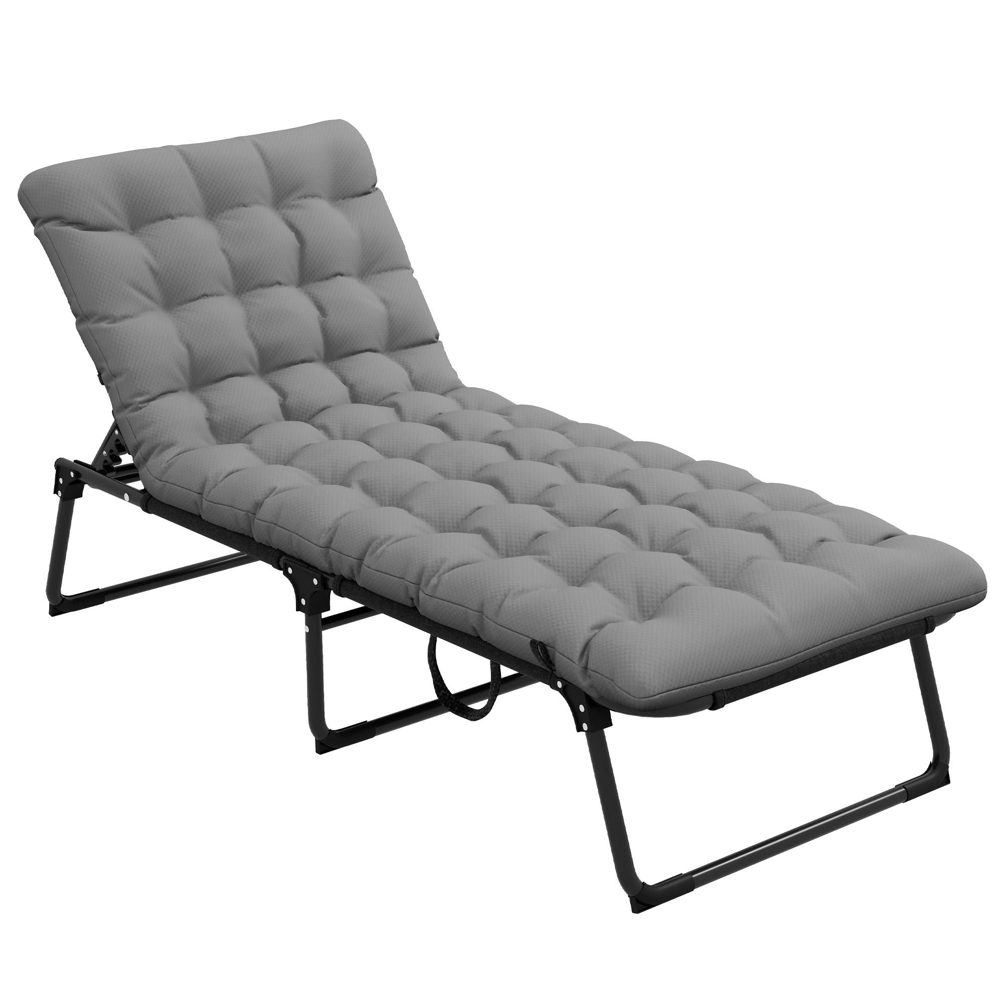 Watnature - Outdoor Lounge Chair Adjustable 4 Position Folding Chaise with Pocket Pillow for Pati...