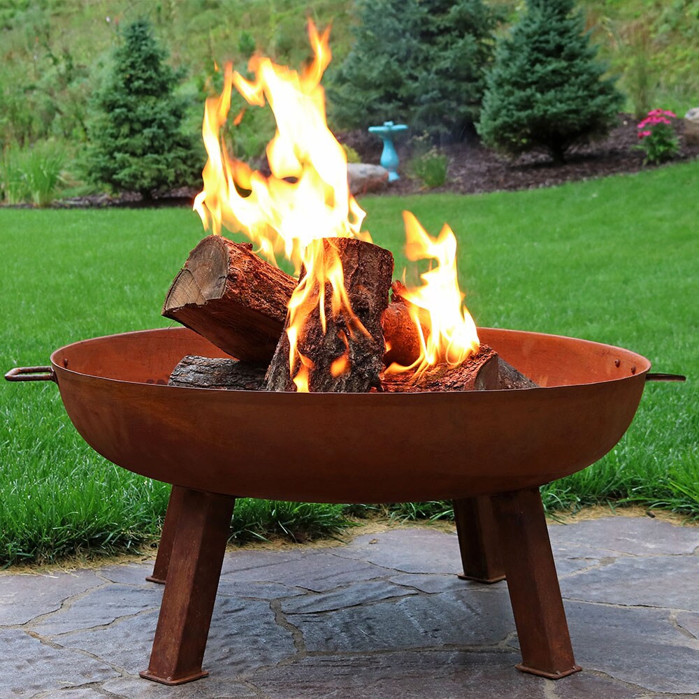 Sunnydaze Decor 34-in W Orange Cast Iron Wood-Burning Fire Pit - 1
