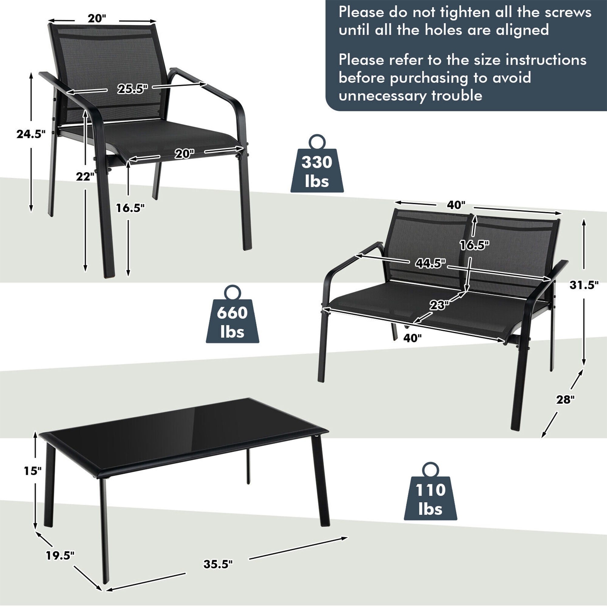 WELLFOR TDJ10474DK Patio-Conversation-Sets - View #7