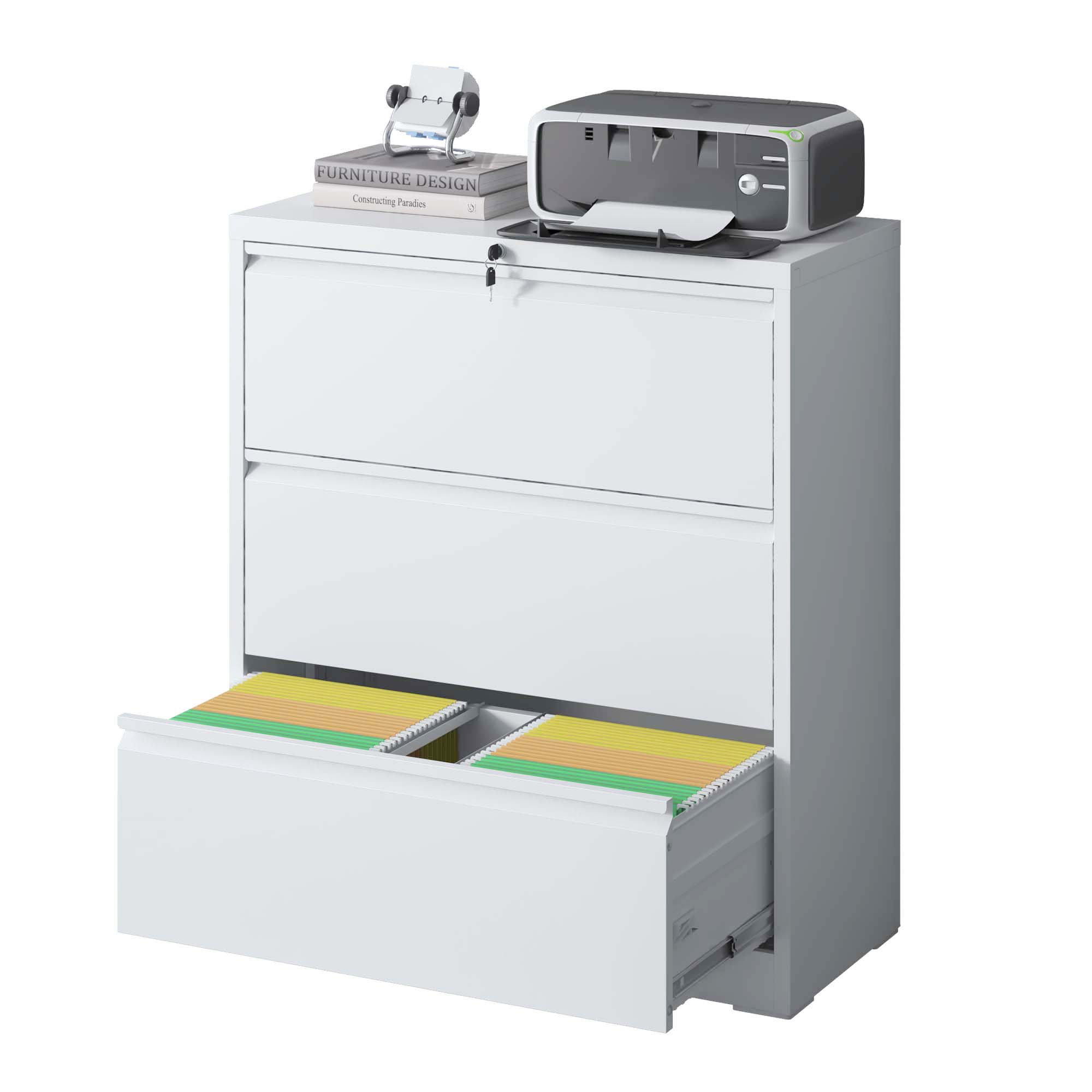 Maocao Hoom JL5142661 White 3 -Drawer 35.43-in File Cabinet