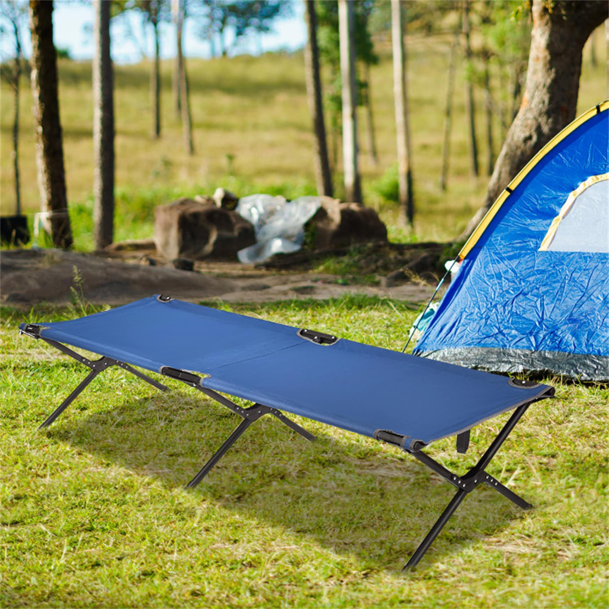 BABOOM BOM-70269BL-CO Polyester Blue Folding Beach lounger