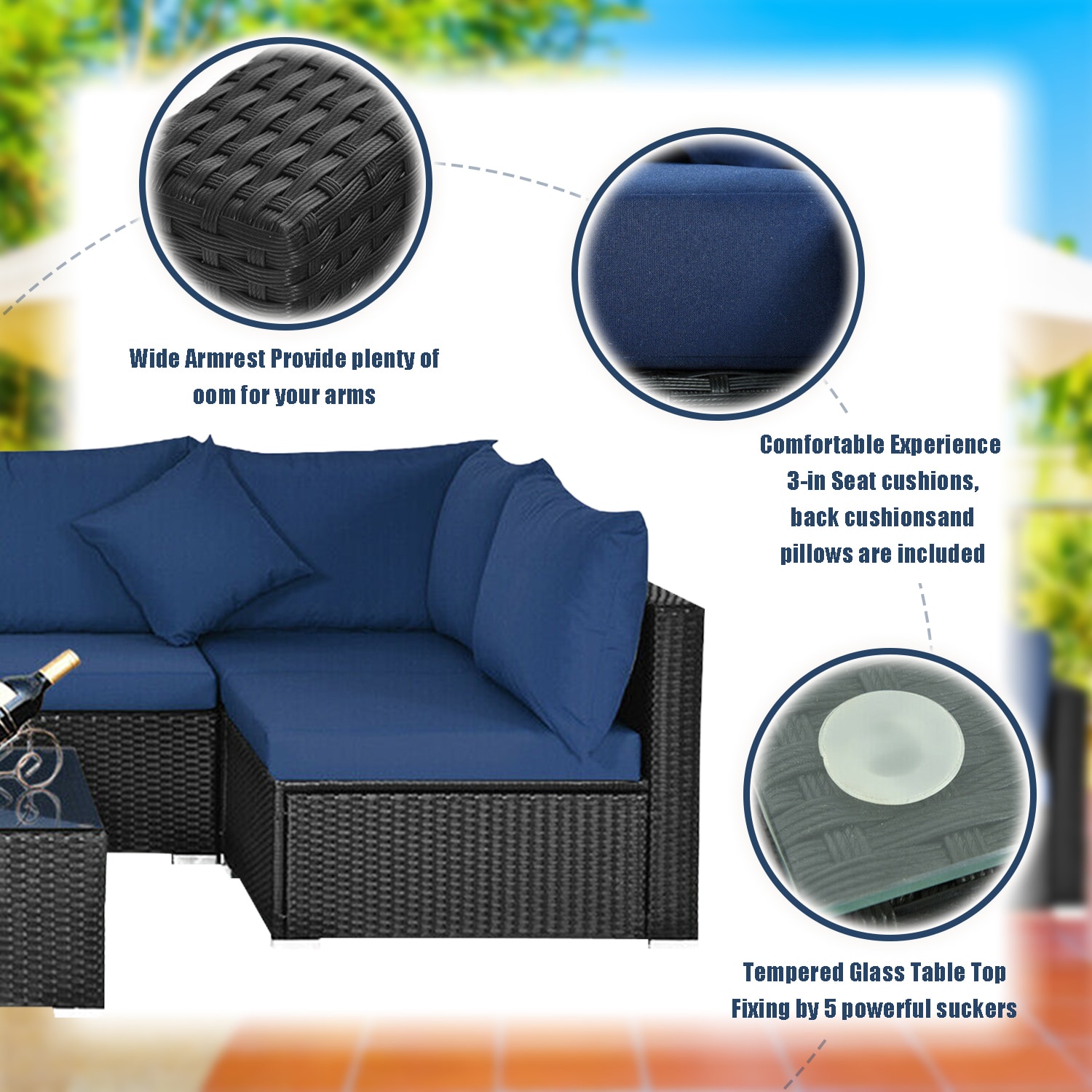Forclover CBE-7PS0014NY Patio-Conversation-Sets - View #6