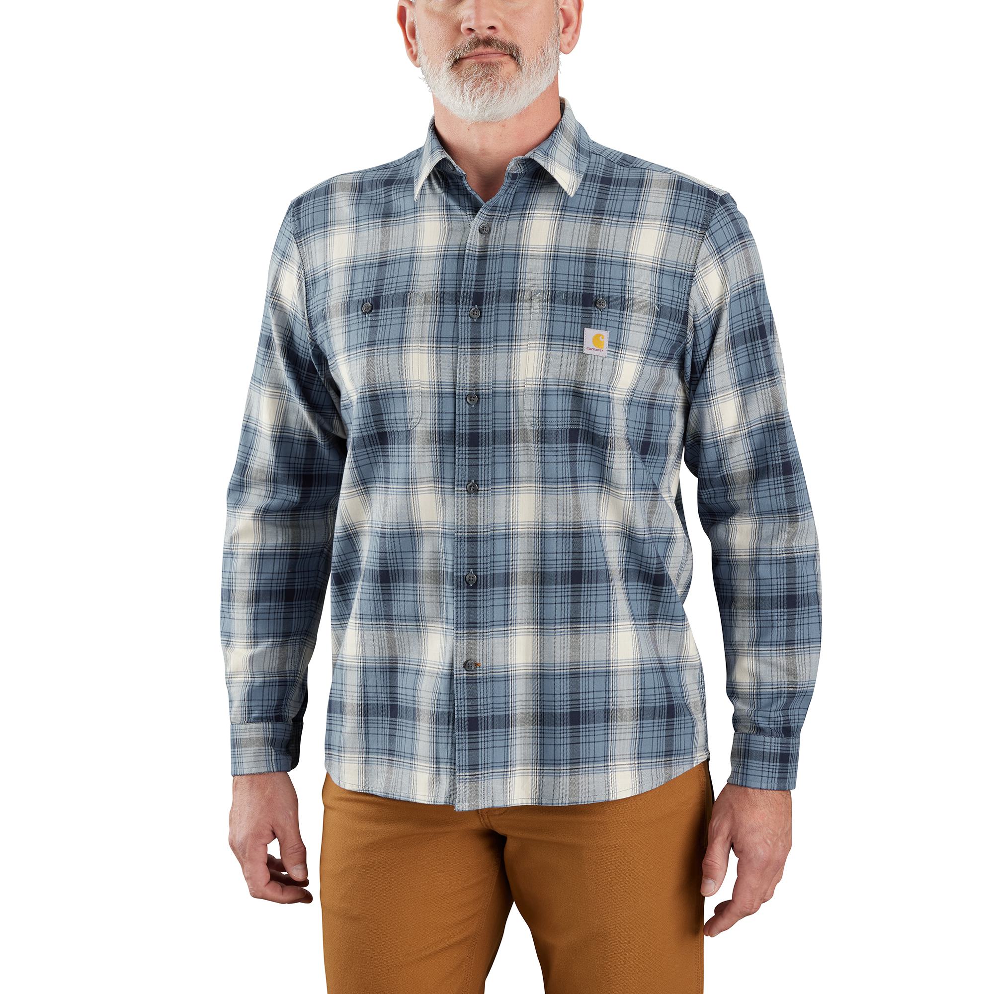 Carhartt 106357-HG73XLREG Men's Blue Twill Long sleeve Button-down shirt ( 3XL )