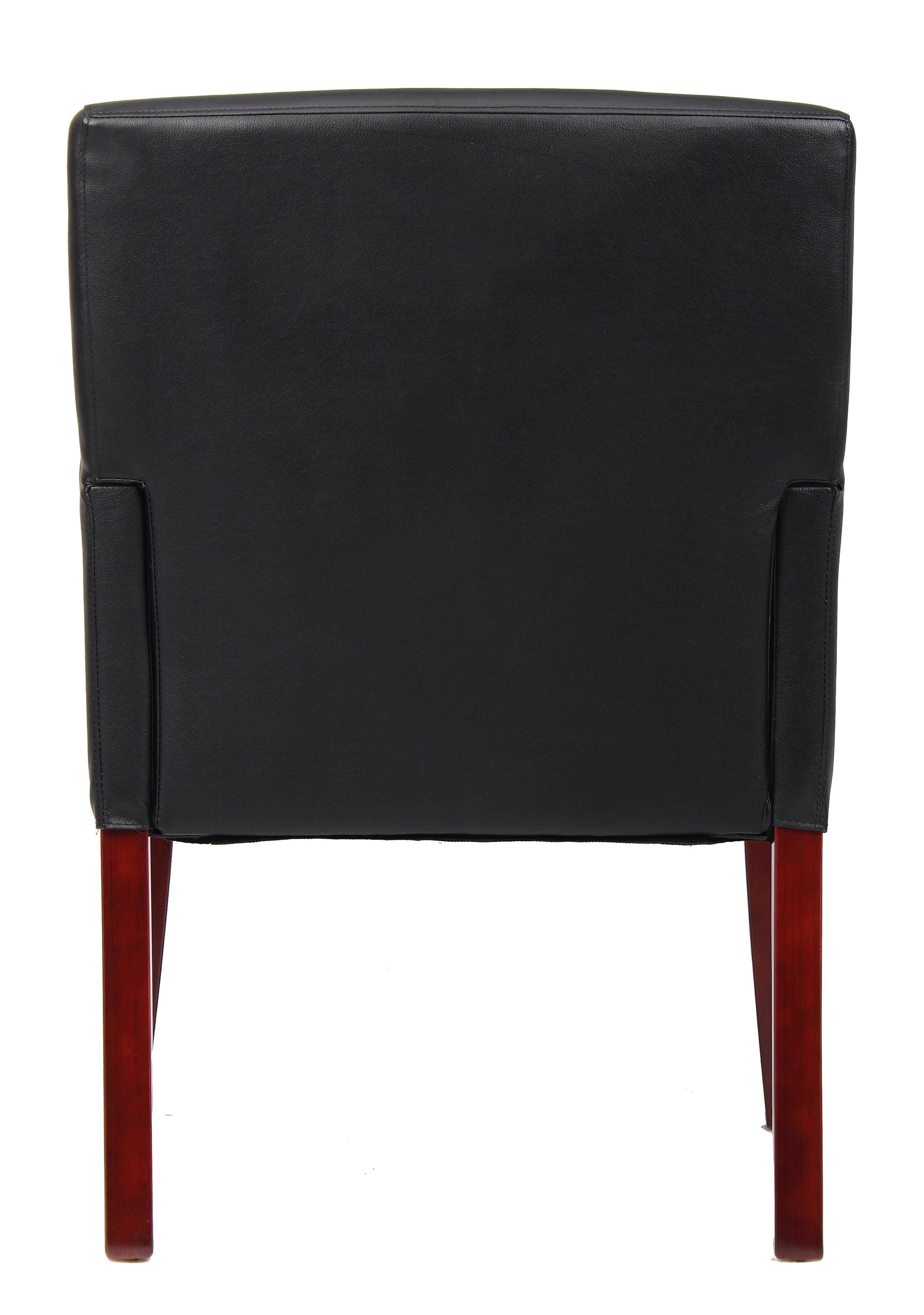 Black Vinyl Box Arm Guest Chair with Mahogany Legs