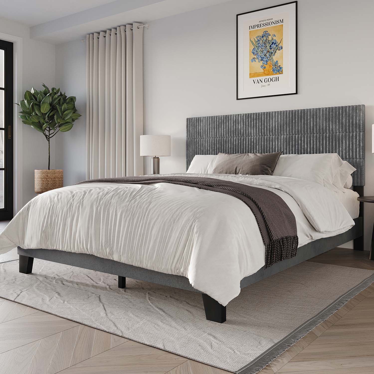 CasePiece C8541KPL-GY-VV Gray King Wood Platform Bed