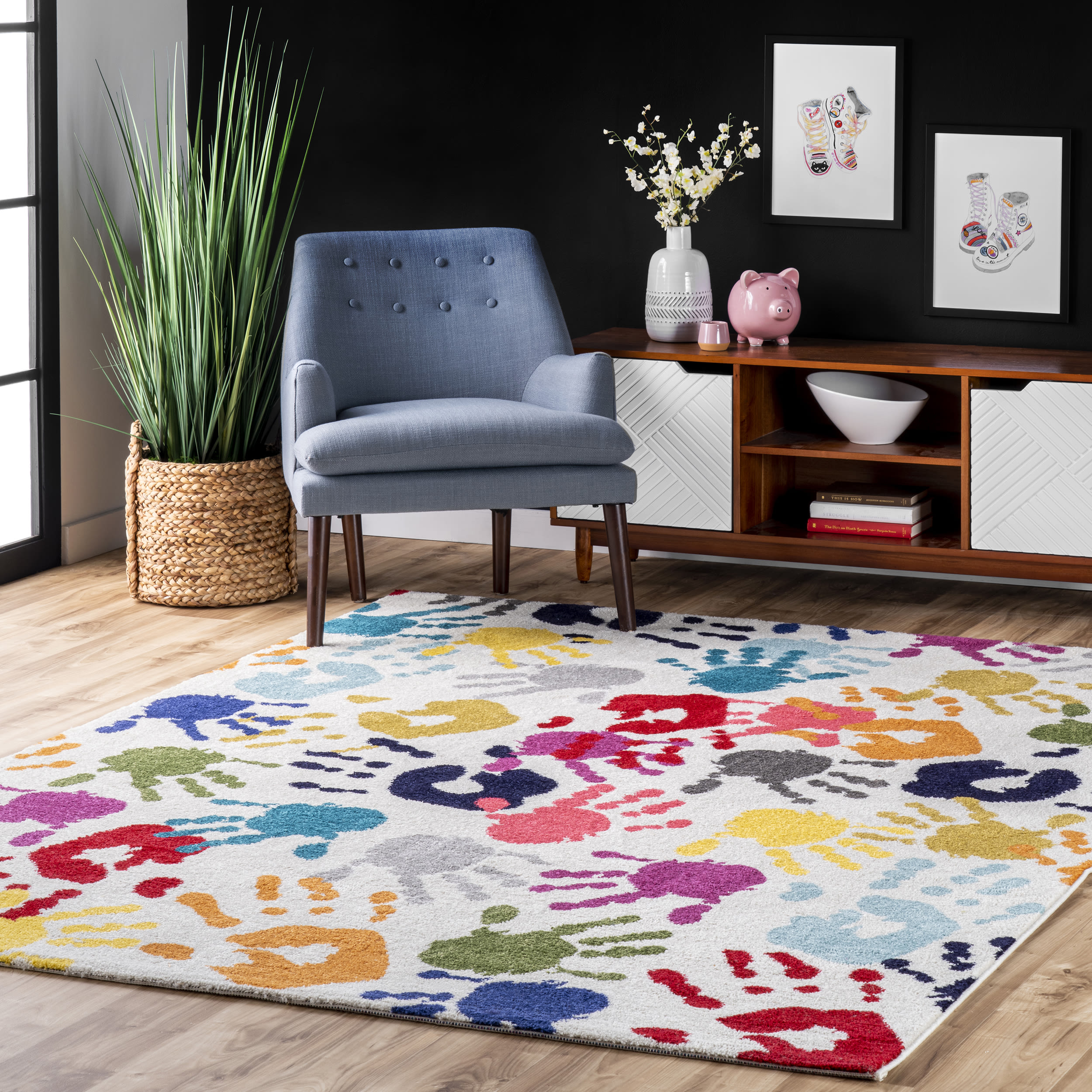 nuLOOM ECCR15A-6709 Pinkie 6 x 9 (ft) Loomed Polypropylene Multi Rectangular Indoor Geometric Area rug