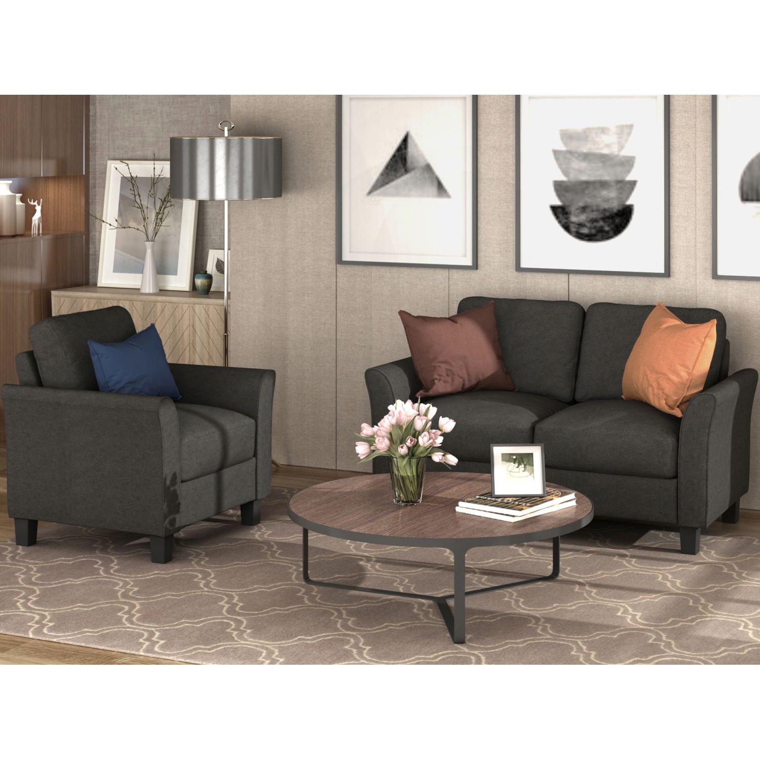 JASMODER LP000013BAA Modern Black Sofa