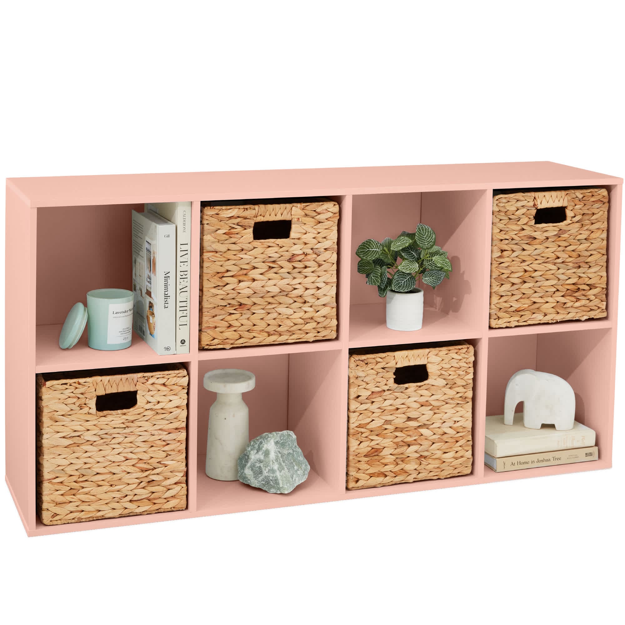 Best Choice Products SKY8747 8-Cube Bookshelf 11in Display Storage System Organizer w/ Removable Back Panels - Light Pink