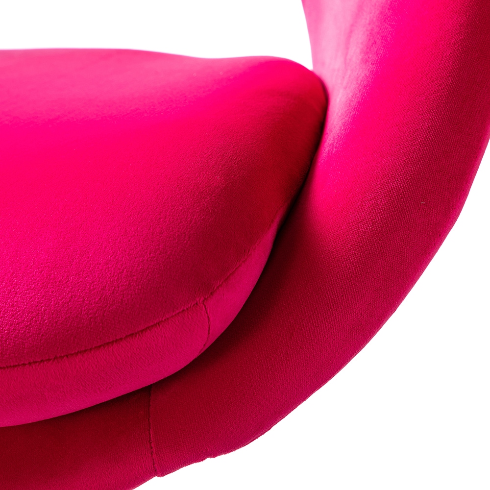 Ergonomic Fuchsia Velvet Swivel Task Chair with Gold Metal Base