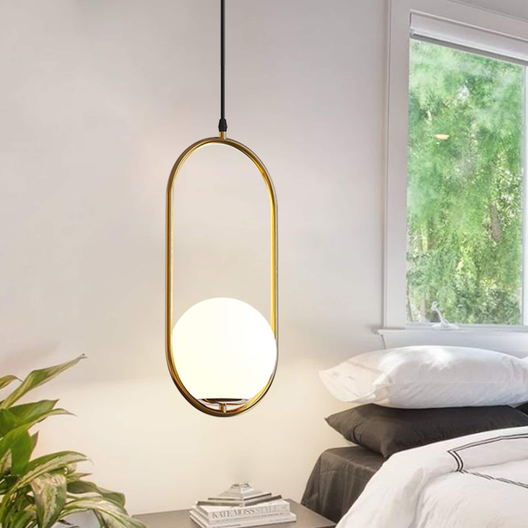 YANSUN L-DZ132G 1 -Light Gold Modern/contemporary Frosted glass Globe Mini Hanging Pendant light