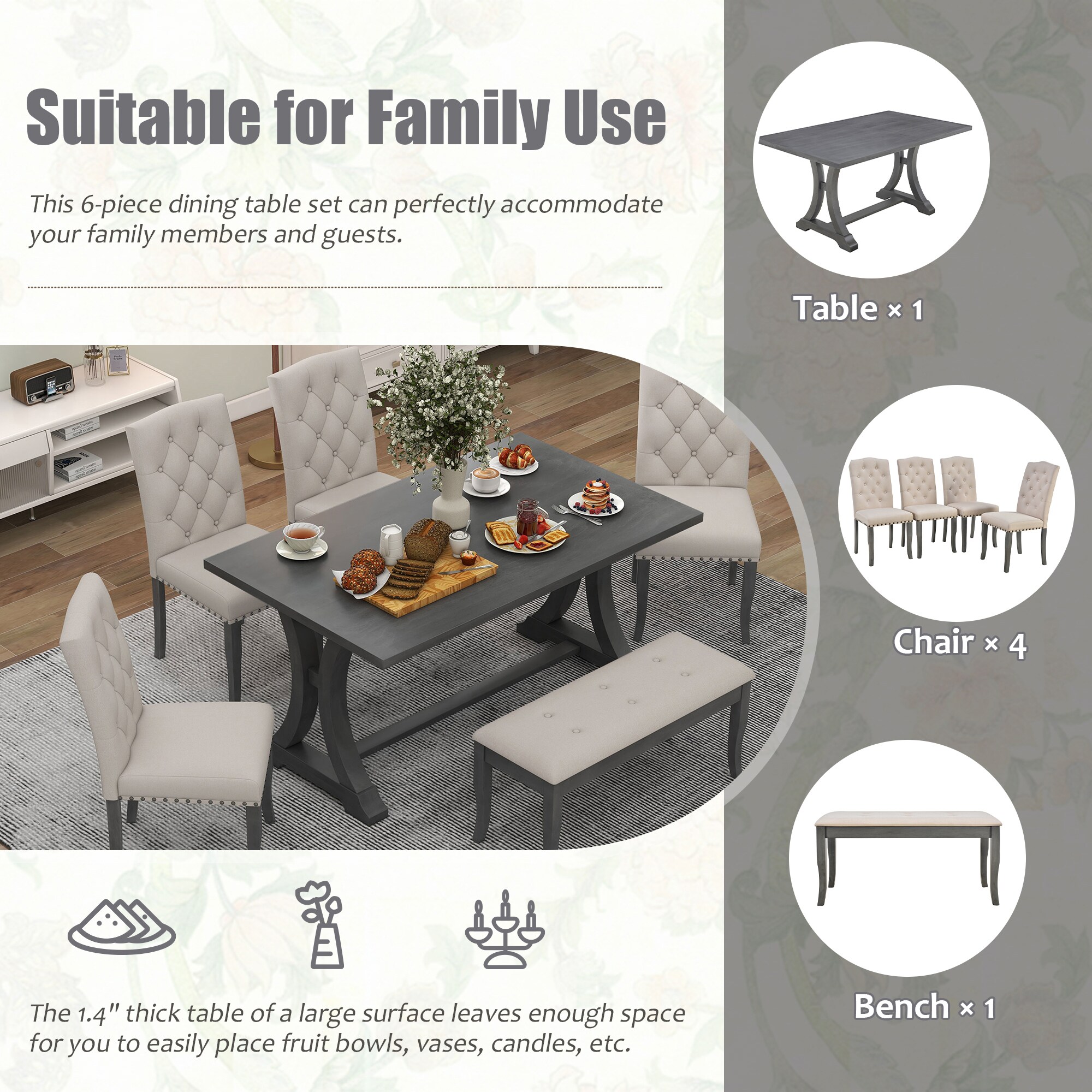 SINOFURN SYA330076GY Dining-Sets - View #3