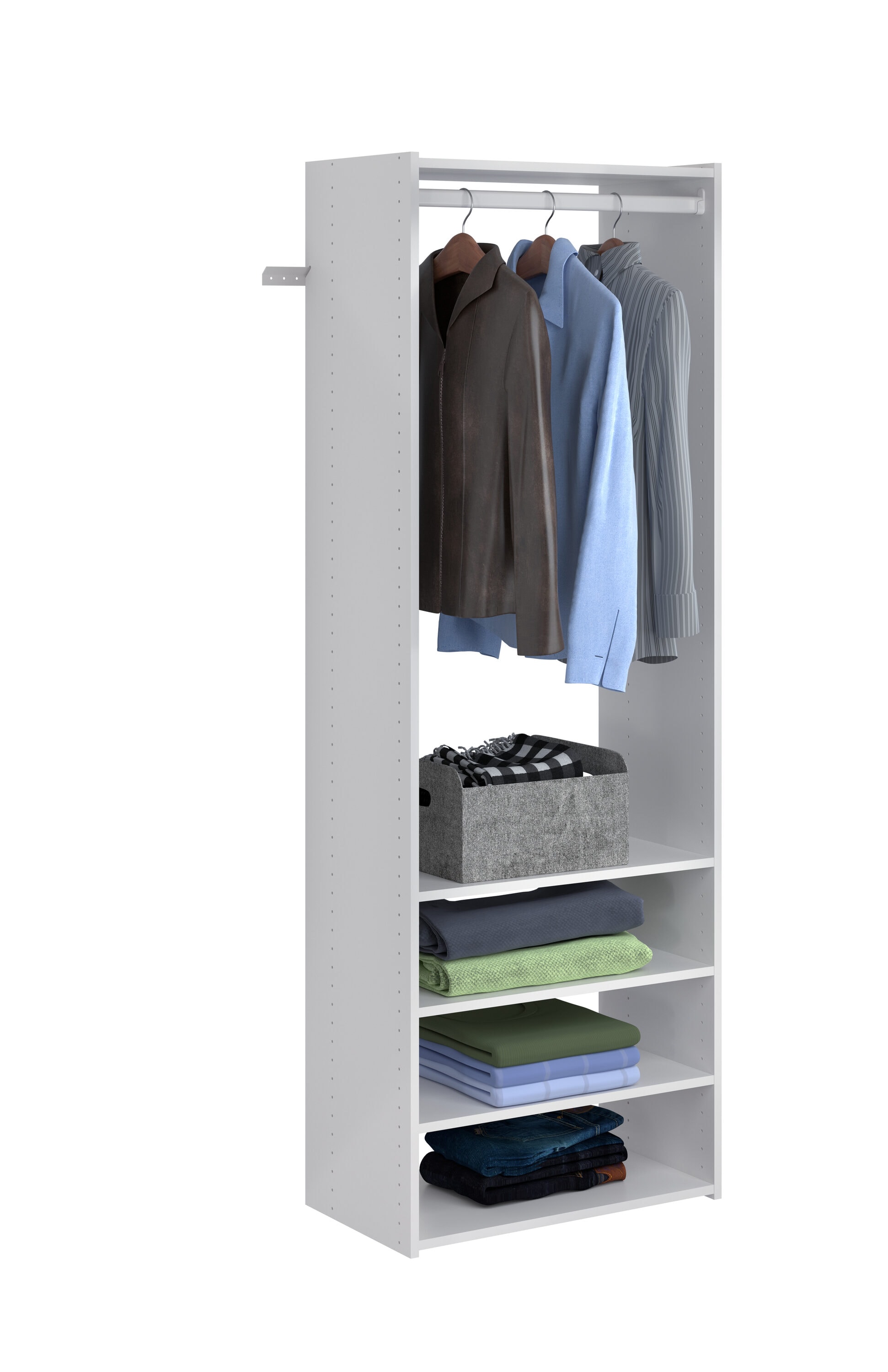 Easy Track 1-ft to 2.1-ft W x 7-ft H White Solid Shelving Wood Closet ...